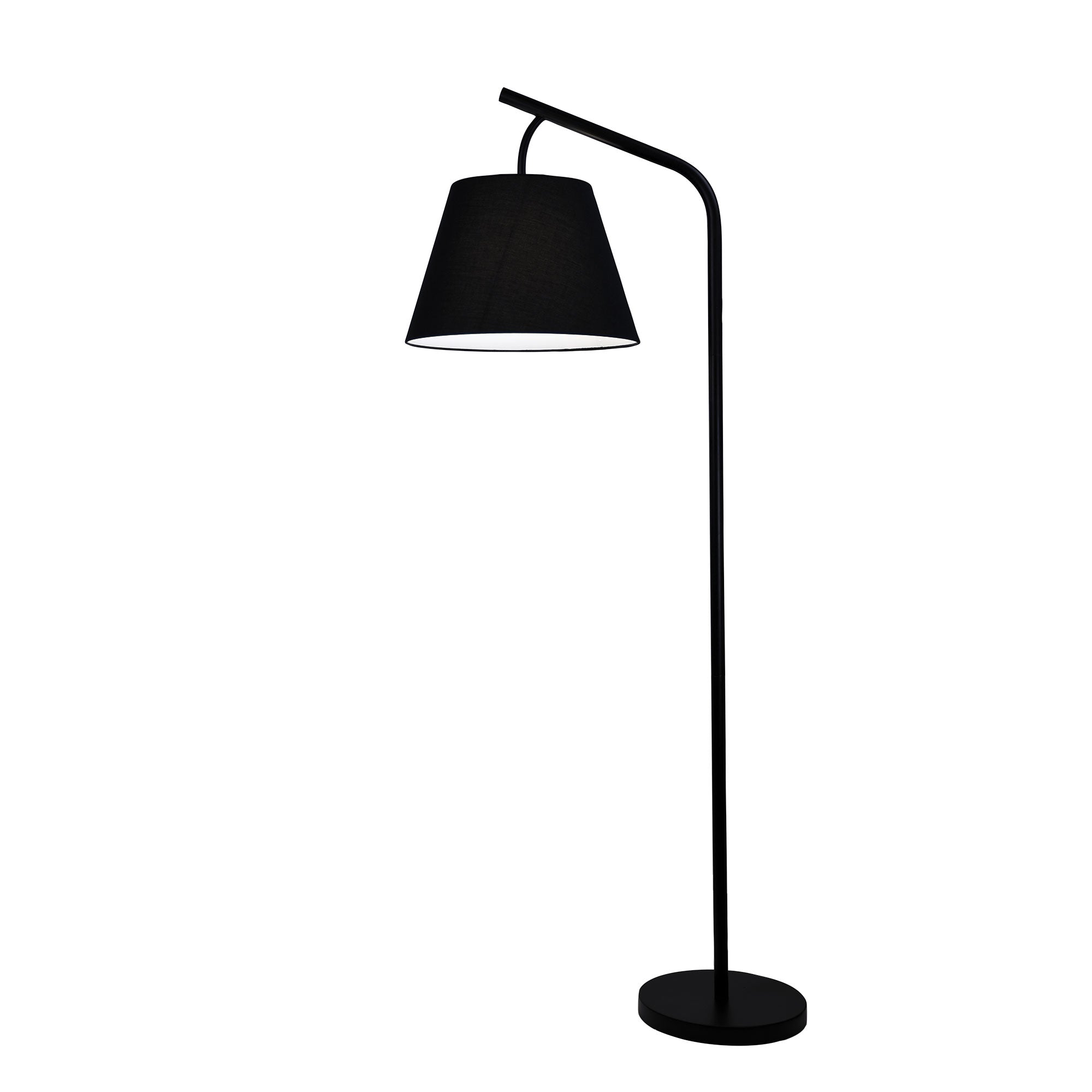 Padstow Black Metal & Black Cotton Floor Lamp