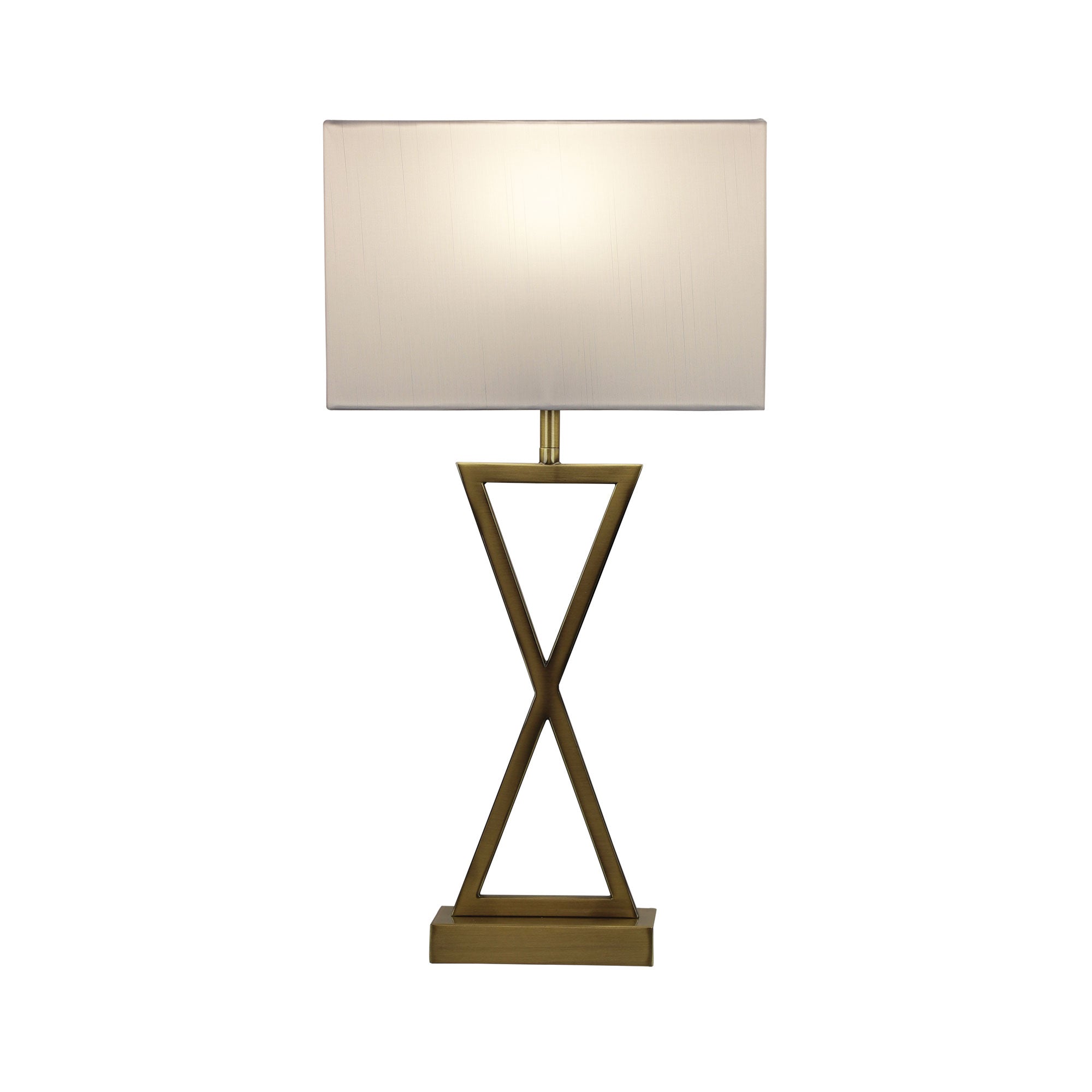 Kizz Antique Brass & White Fabric Bedside Lamp