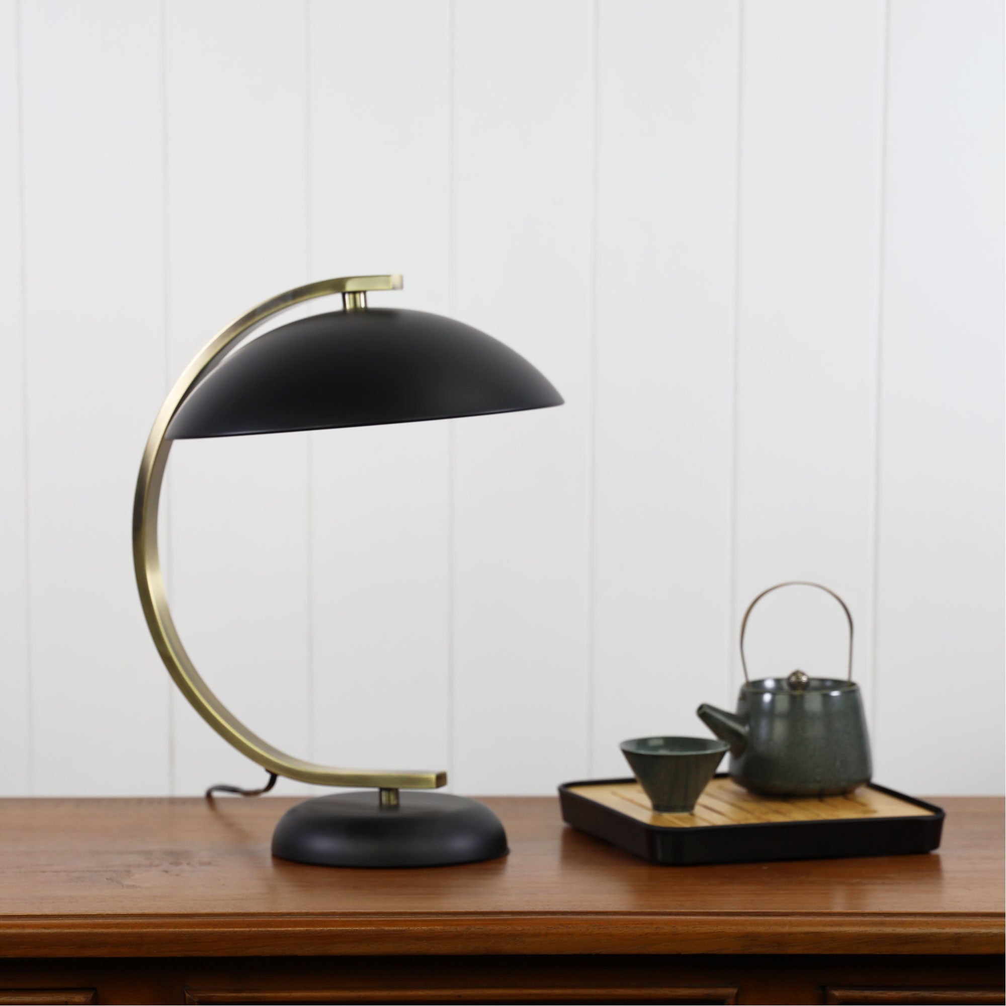 Deco Matt Black & Antique Brass Table Lamp