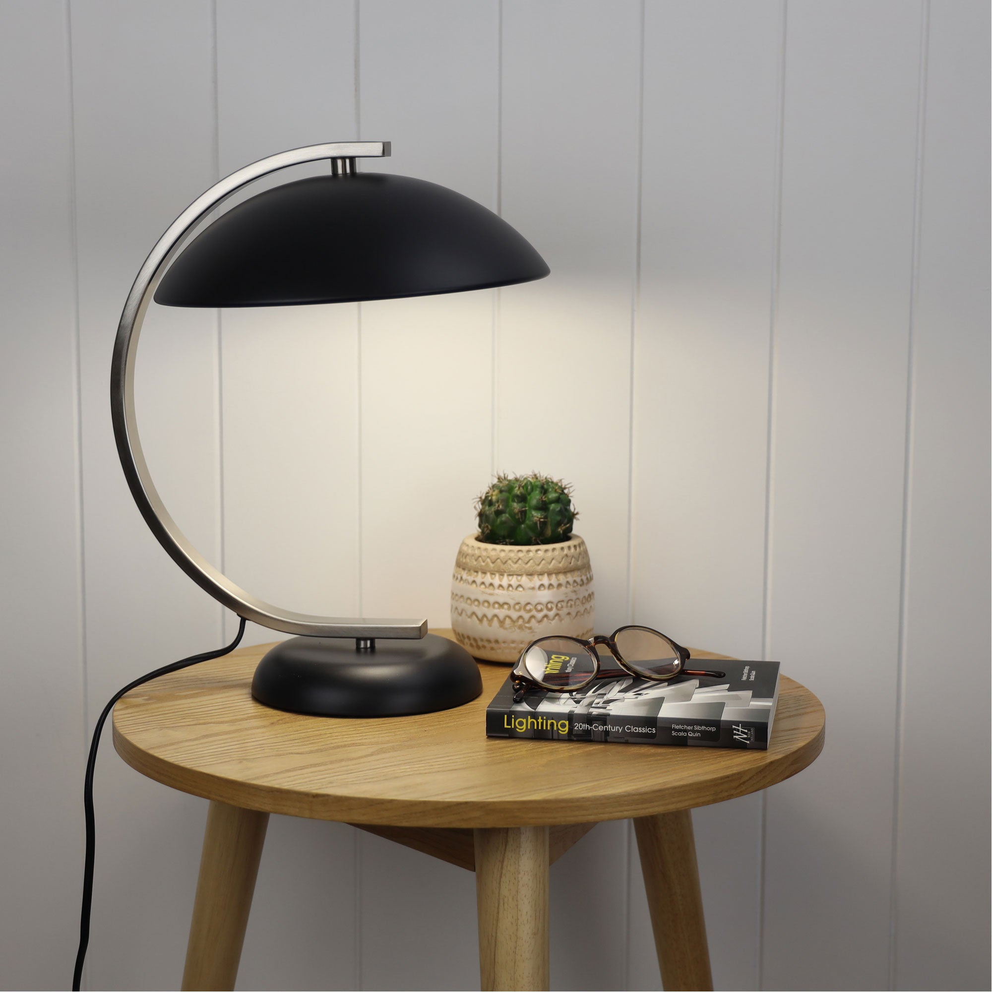 Deco Matt Black & Brushed Chrome Table Lamp