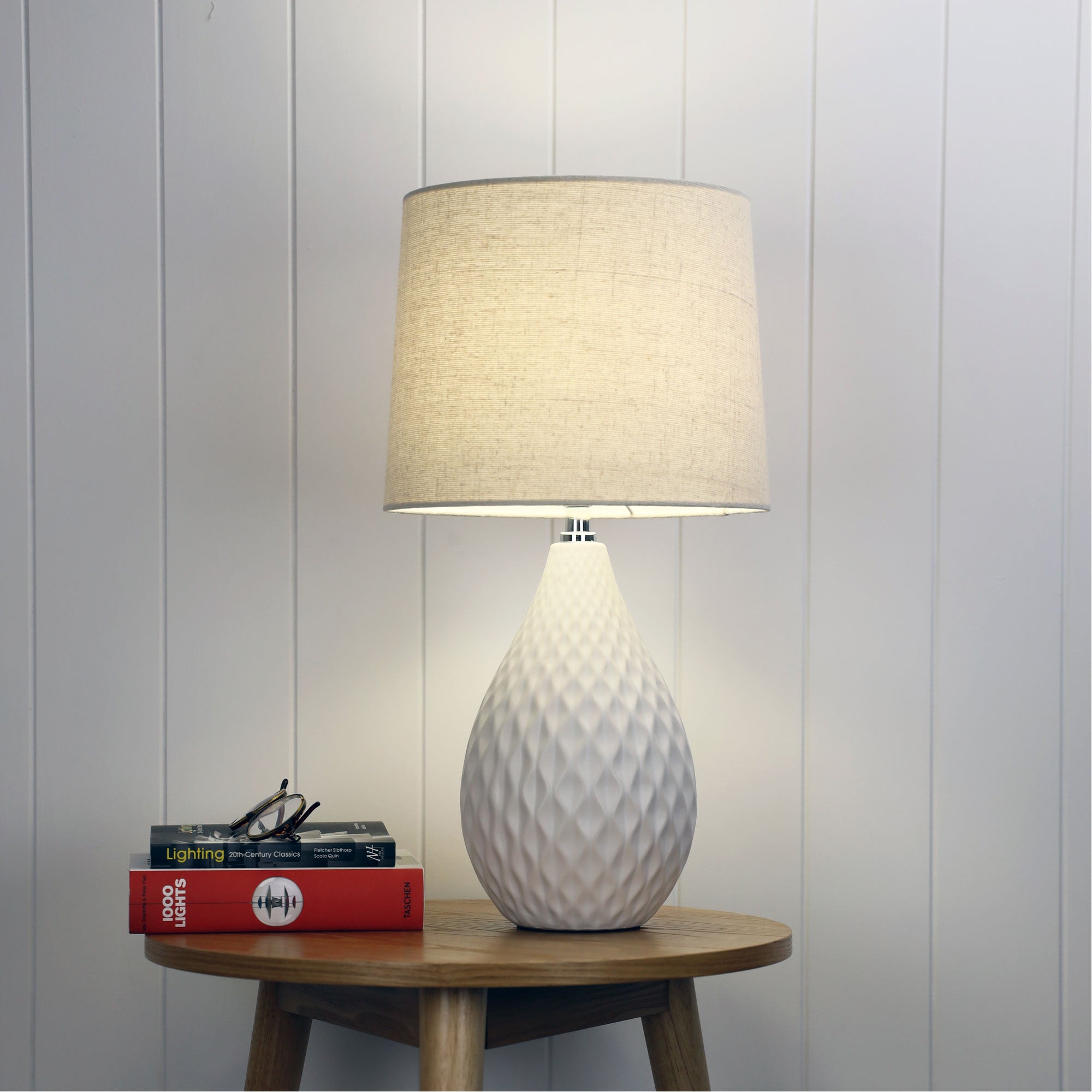 Danu White Ceramic & Off-White Fabric Table Lamp