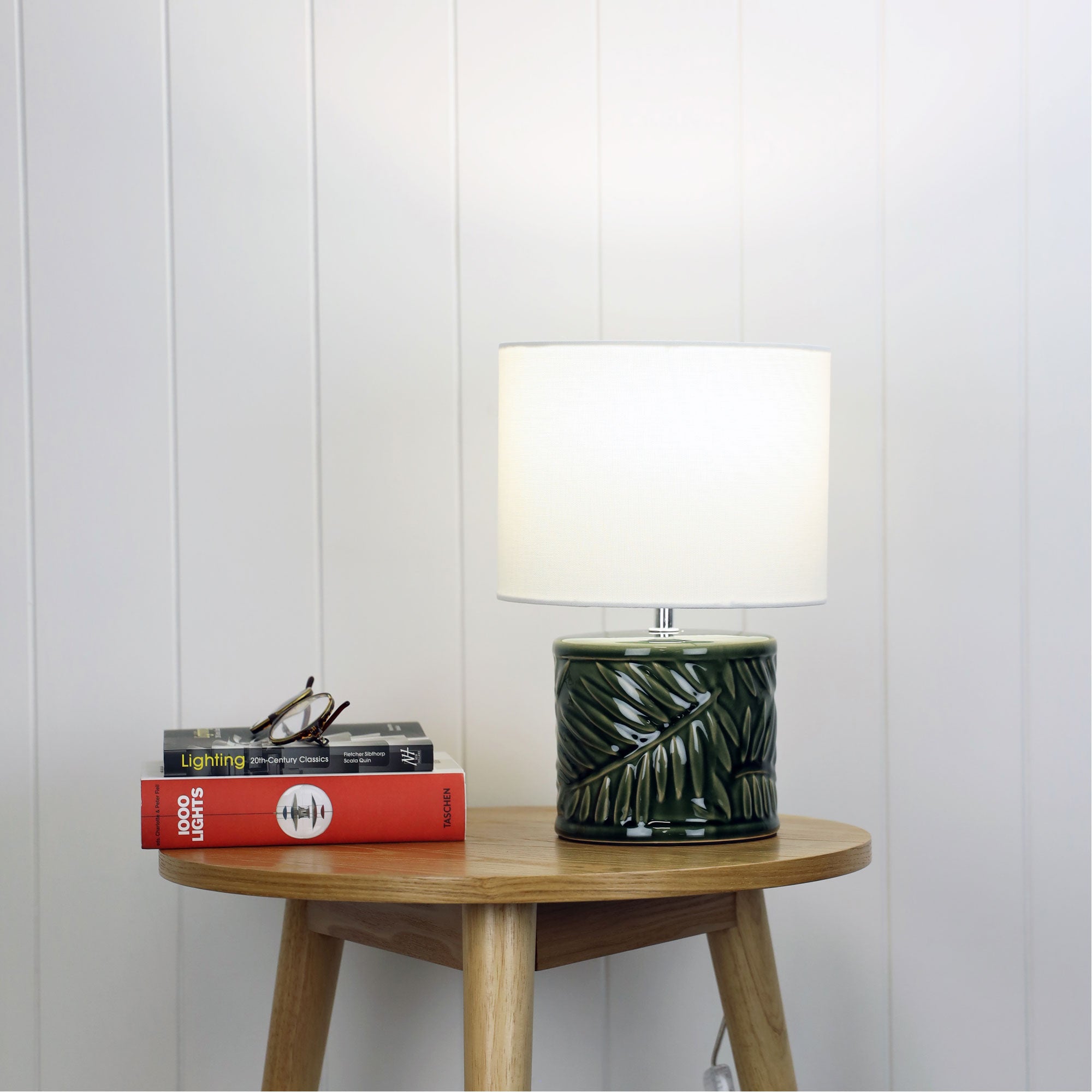 Kai Green Ceramic & White Fabric Table Lamp