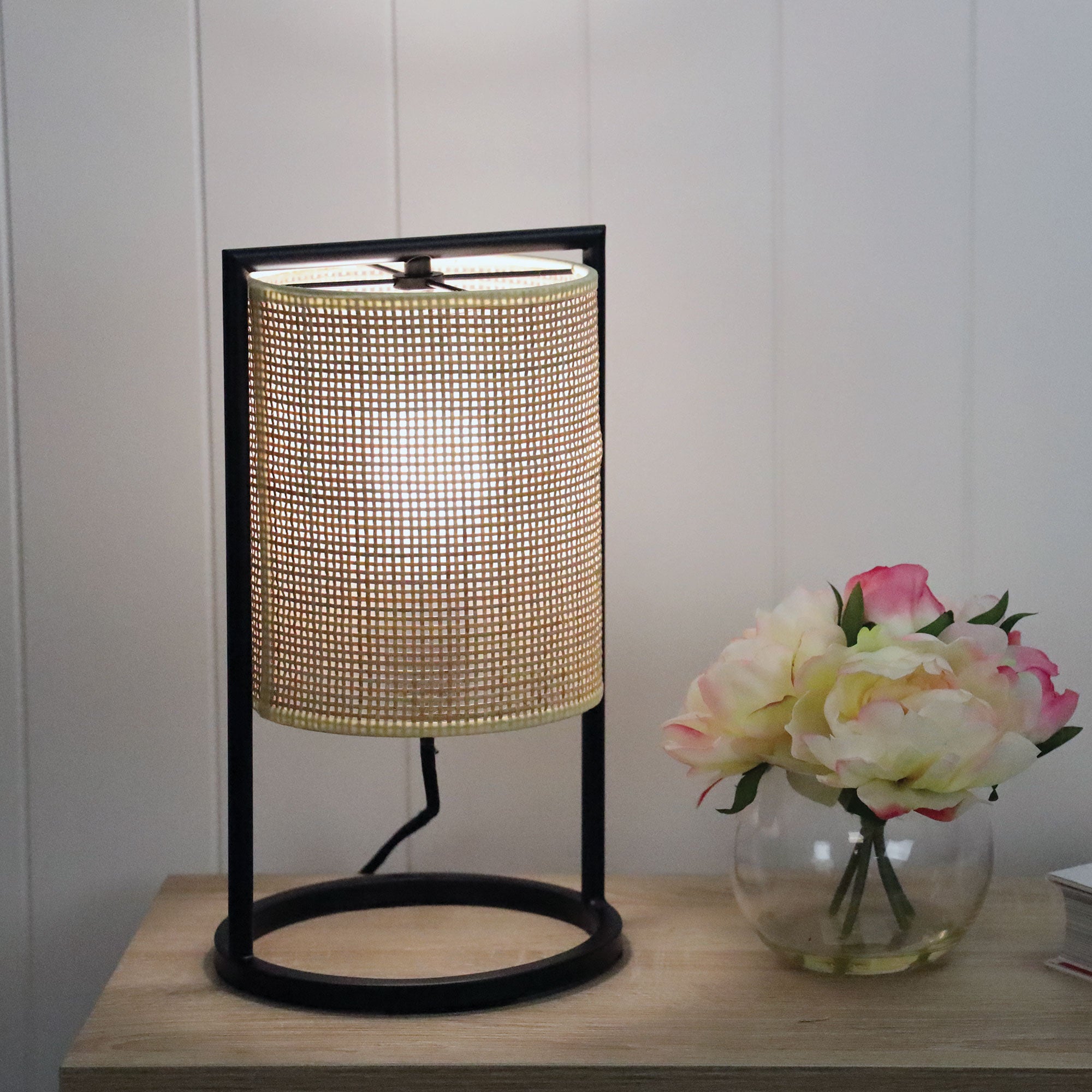 Mandalay Black & Rattan Table Lamp