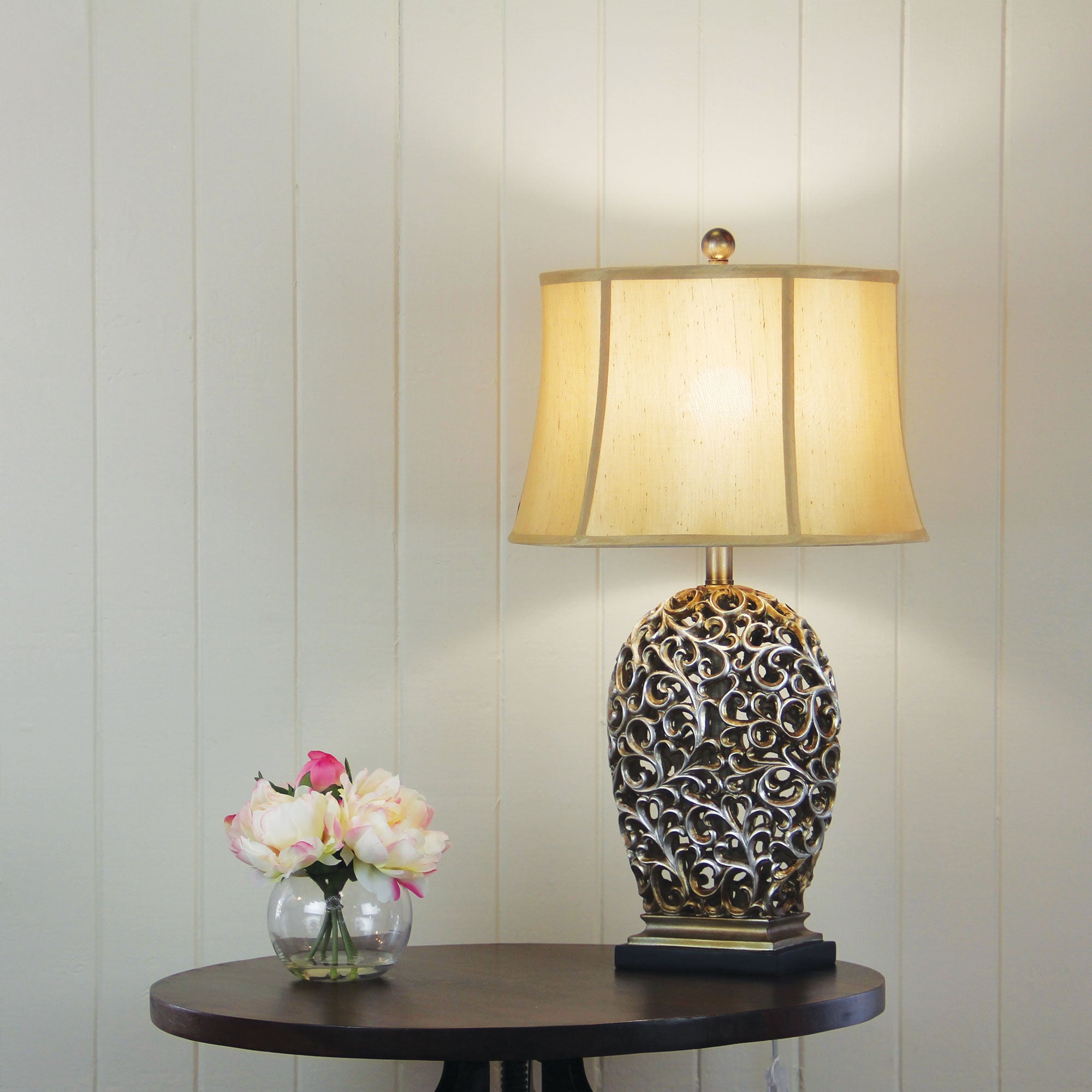 Donati Antique Silver & Aged Gold Table Lamp With Harp Shade