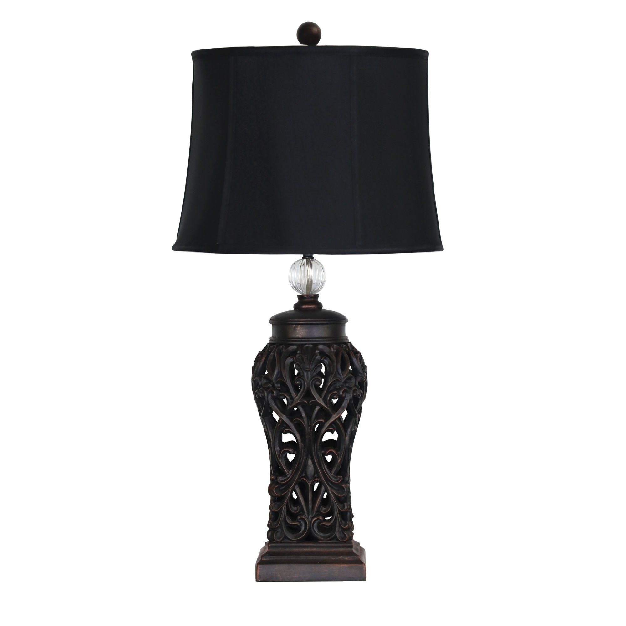 Dorne Classic Antique Cut Lamp in Black With Harp Shade