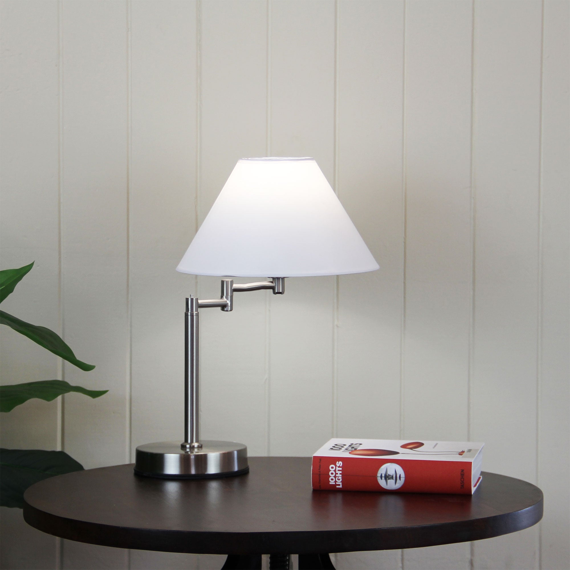 Zoe Brushed Chrome & Ivory Fabric Shade On-Off Touch Lamp
