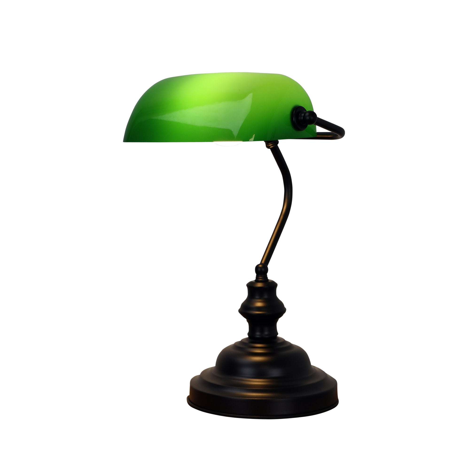 Bankers Black & Green Glass On/Off Touch Lamp