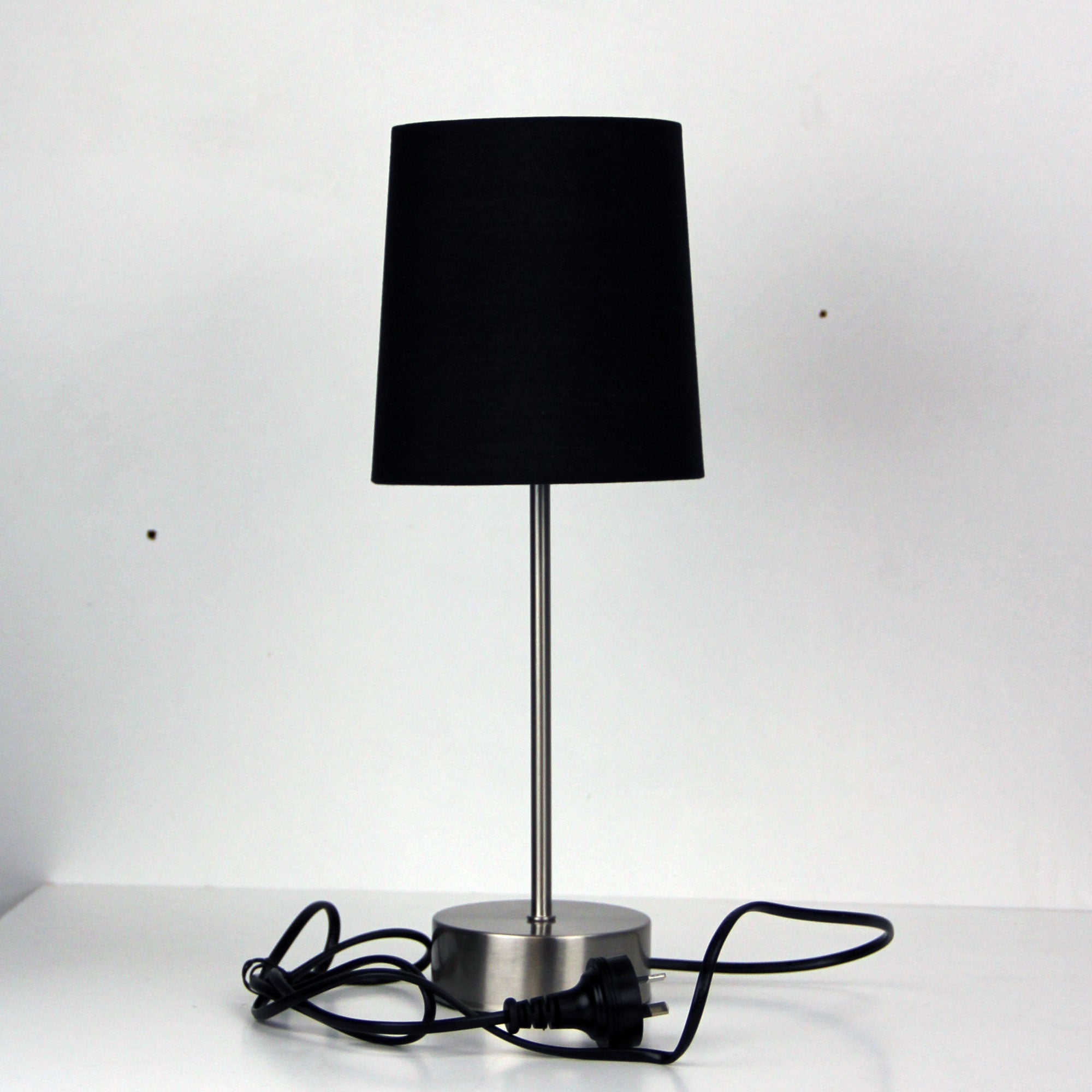 Lancet Brushed Chrome & Black Fabric Shade On-Off Touch Lamp