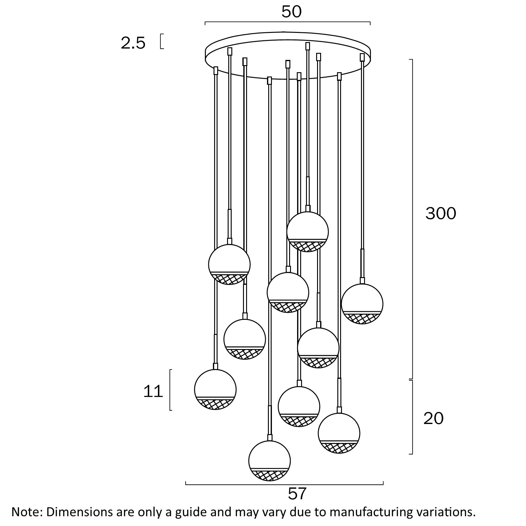 Oneta Black or White Marble Look 10 Light G9 Pendant