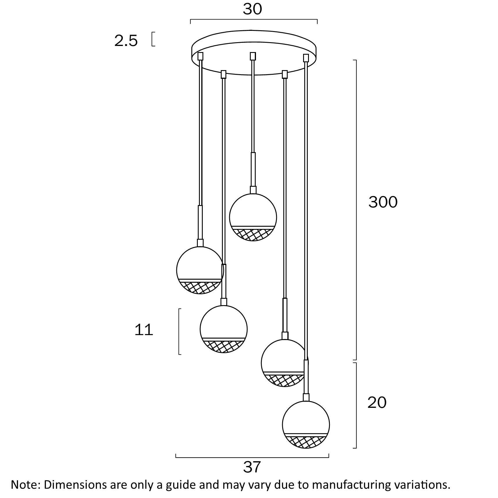 Oneta Black or White Marble Look 5 Light G9 Pendant
