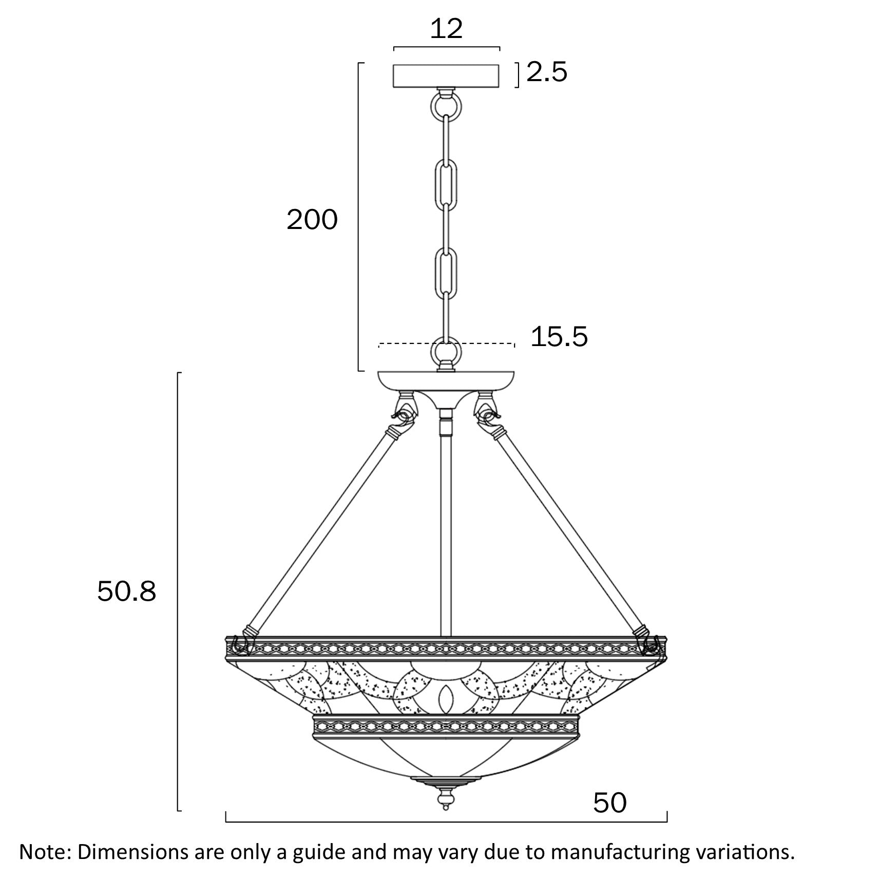 Orista Brass & Frost Glass 4 Light Pendant/Close To Ceiling Light