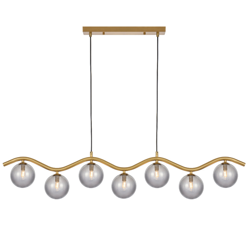 Orton Antique Gold G9 7 Light Pendant with a Choice of 6 Styles of Glass Shades