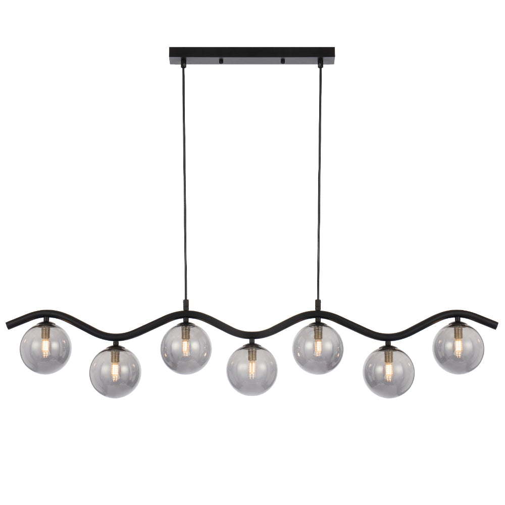 Orton Black G9 7 Light Pendant with a Choice of 6 Styles of Glass Shades