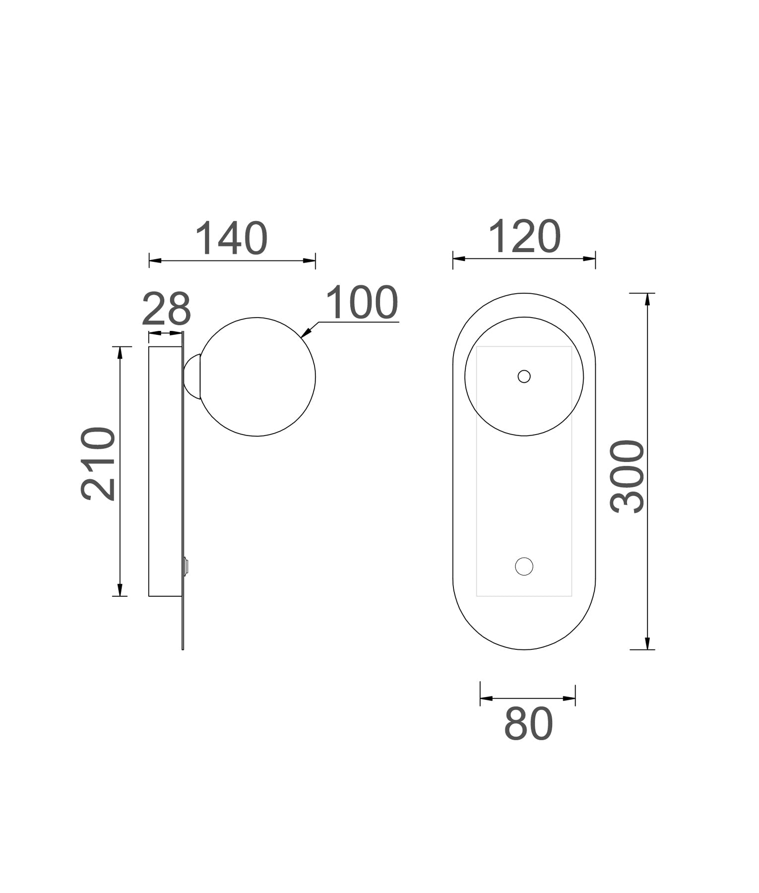 OVALIS: Interior Round Opal Diffuser Oblong Base with Switch Wall Lights