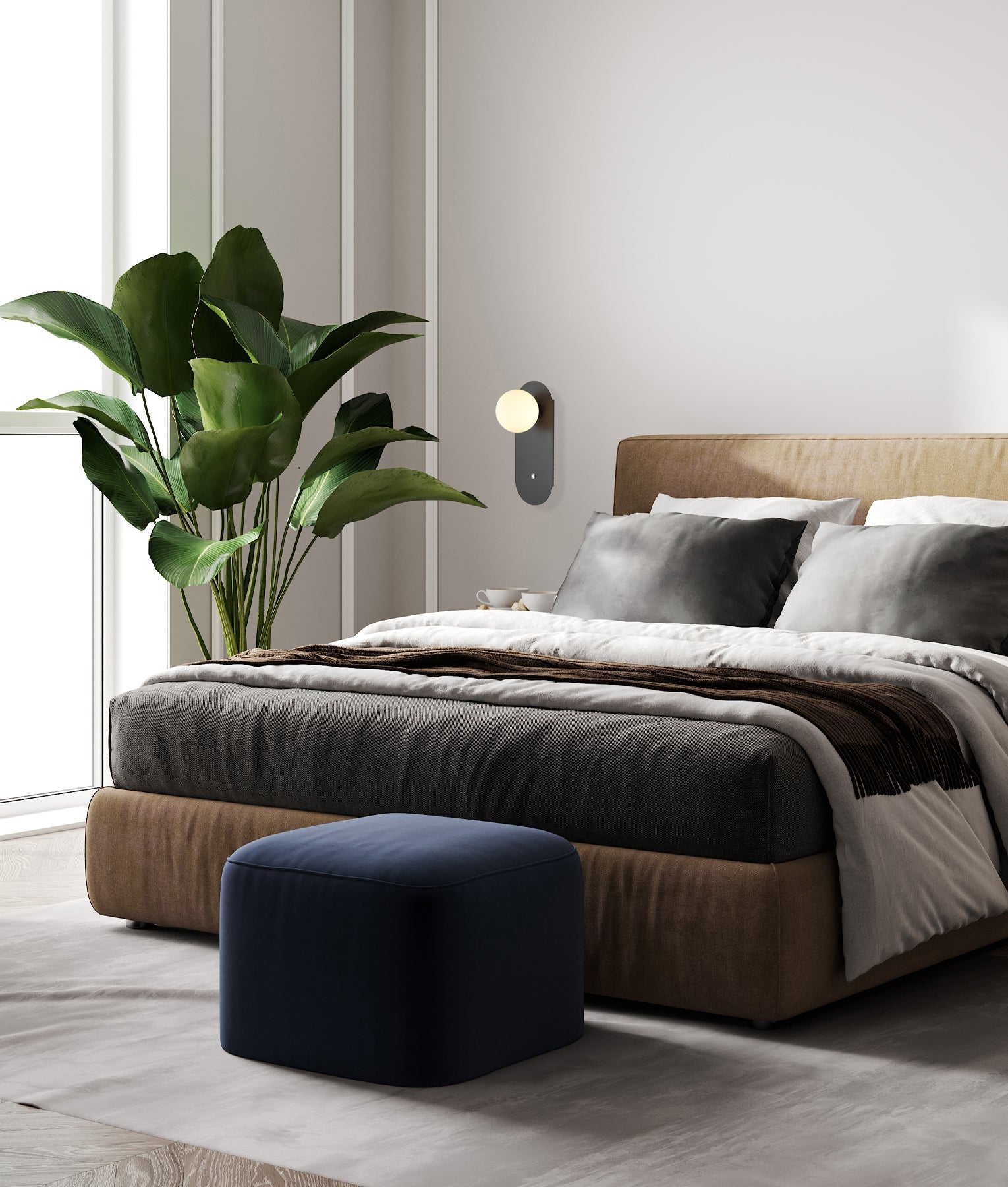 OVALIS: Interior Round Opal Diffuser Oblong Base with Switch Wall Lights