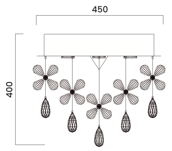 Paradis Crystal & Chrome 7 Light GU10 Close to Ceiling Light