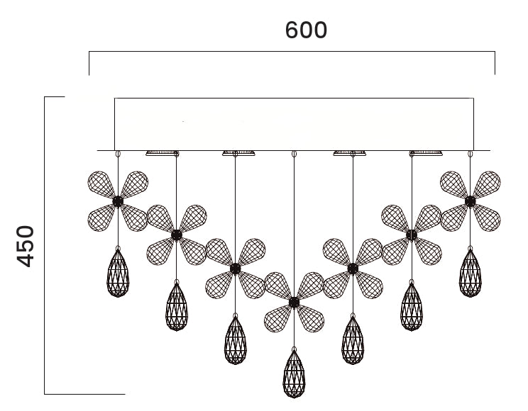 Paradis Crystal & Chrome 9 Light GU10 Close to Ceiling Light