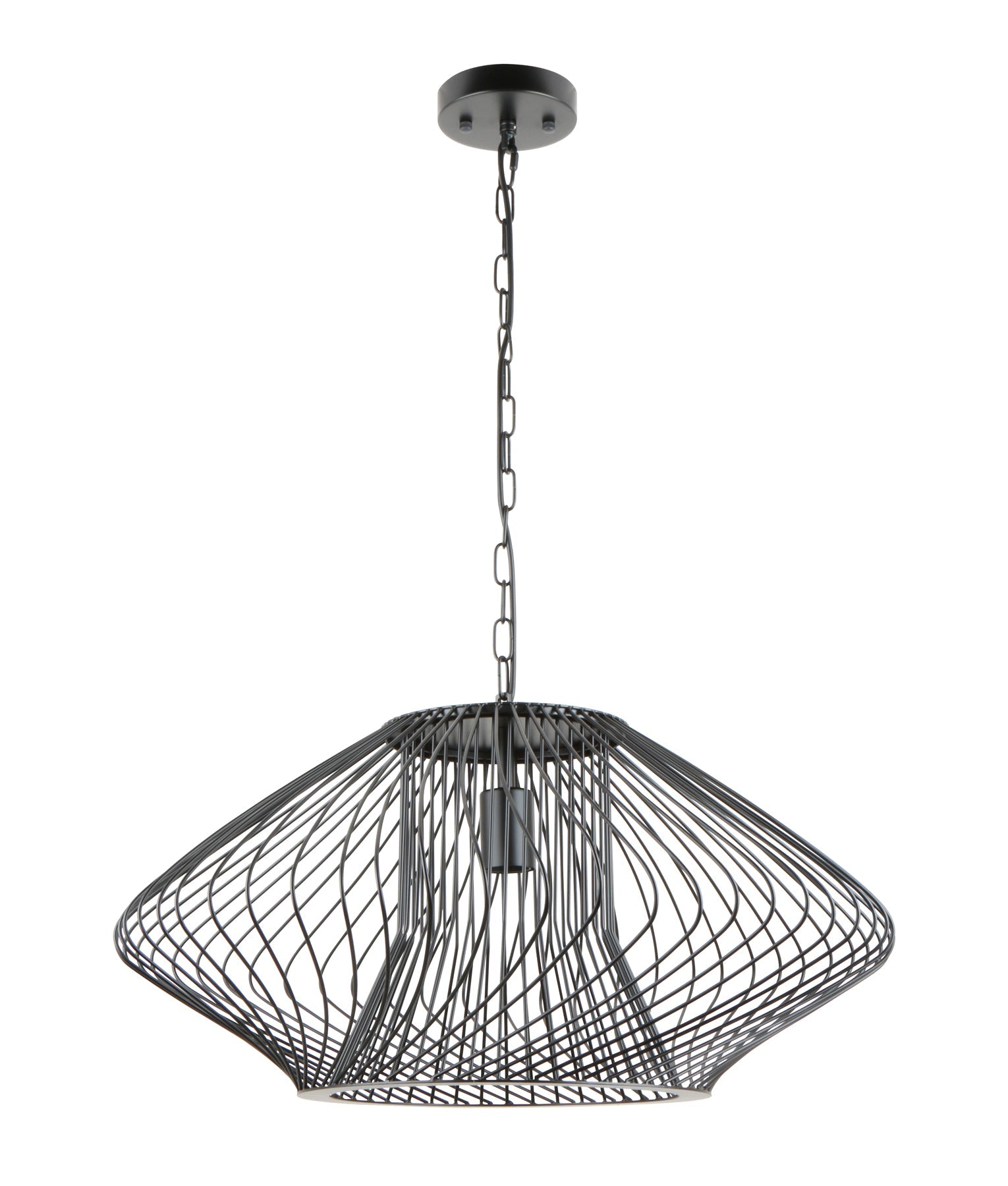Parrilla: Interior Oval Cage Iron Pendant Lights