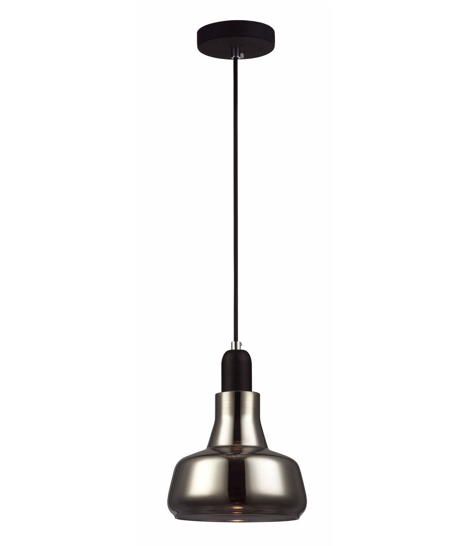 PENOLA: GU10 Smokey Black Glass Dome Pendant Light