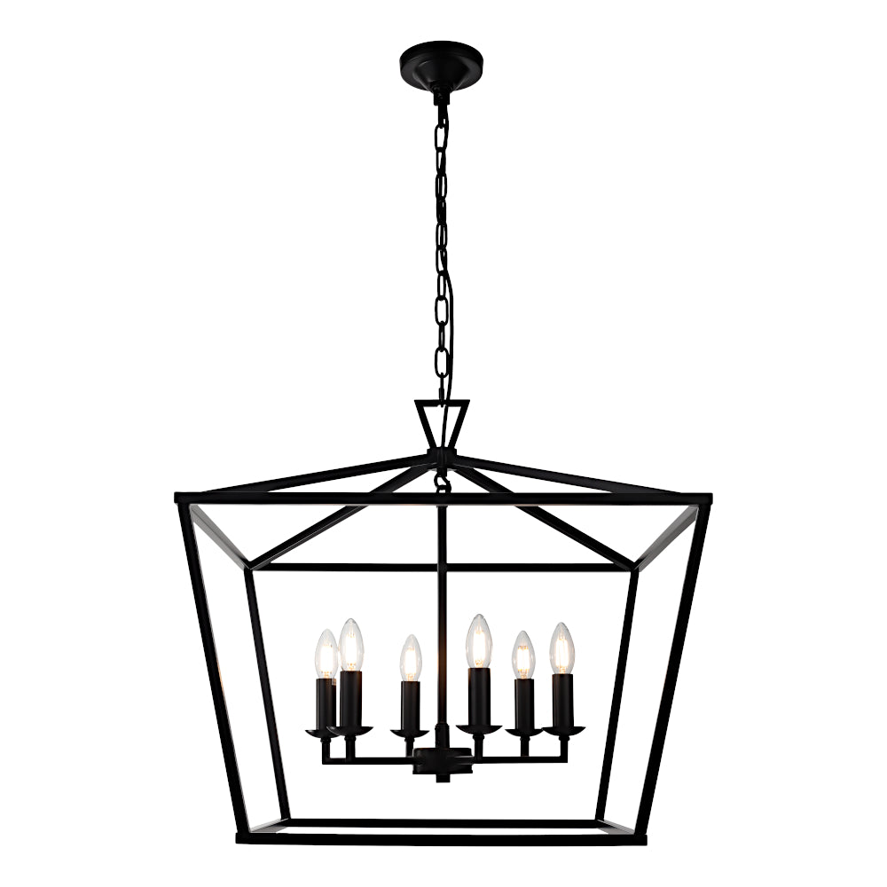 Perigan 6 Light Pendant Black