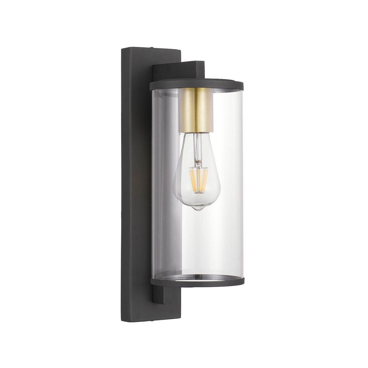 Perova 40 Brass or Black with Clear Glass IP43 Exterior Wall Light