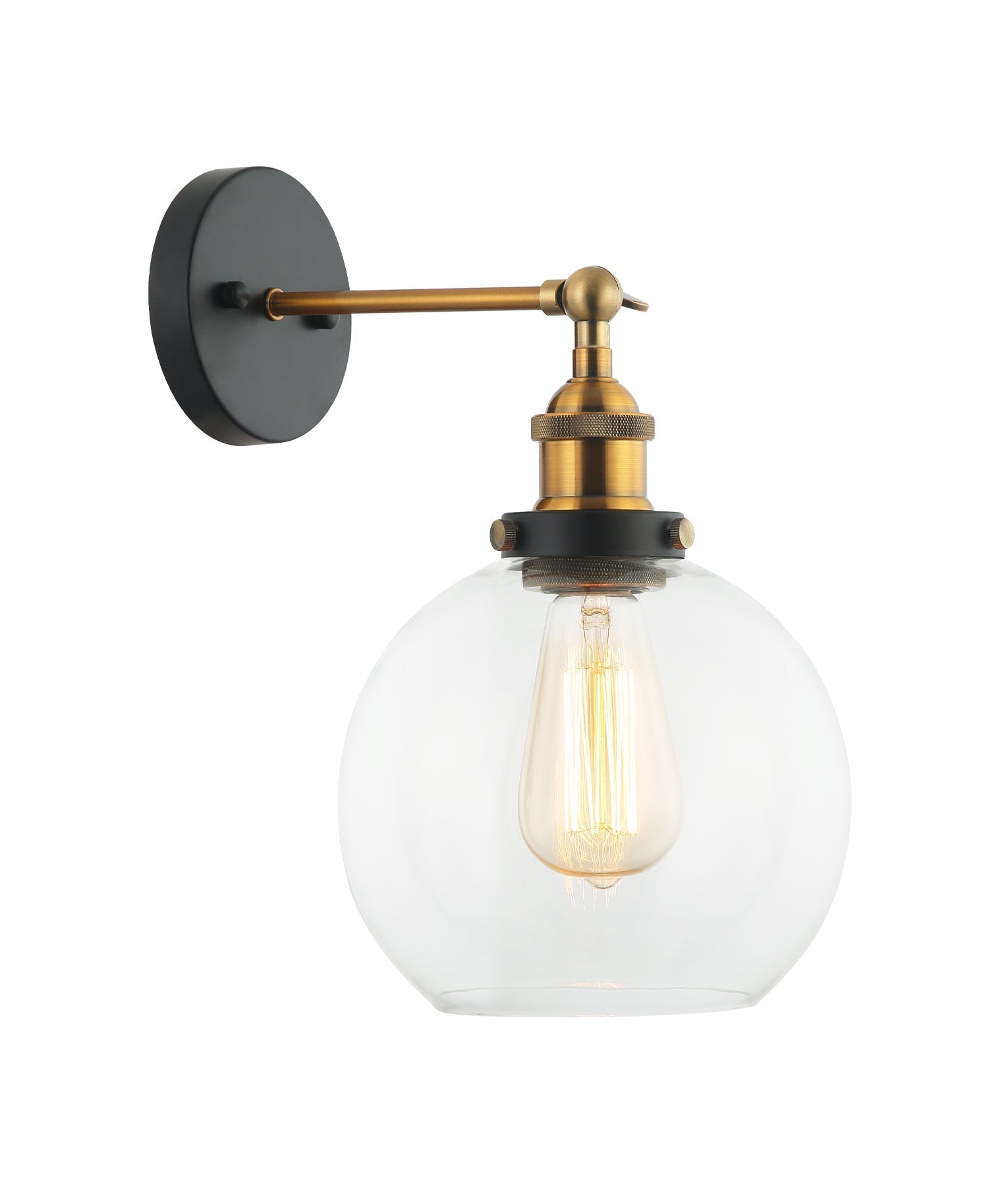 PESINI: Interior Swing Arm Glass with Antique Brass/ Chrome Highlight Wall Lights