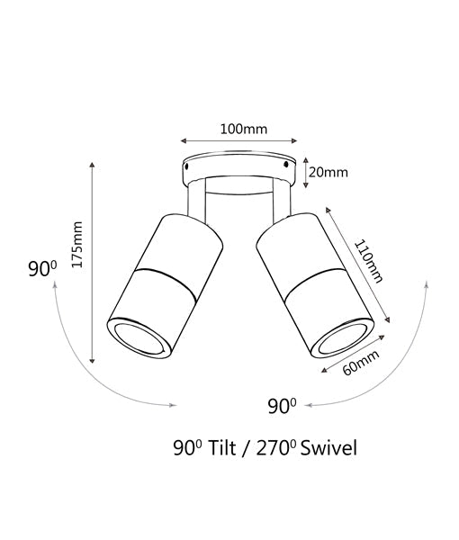 GU10 Exterior Wall Pillar Spot Lights (Titanium Aluminium) IP65