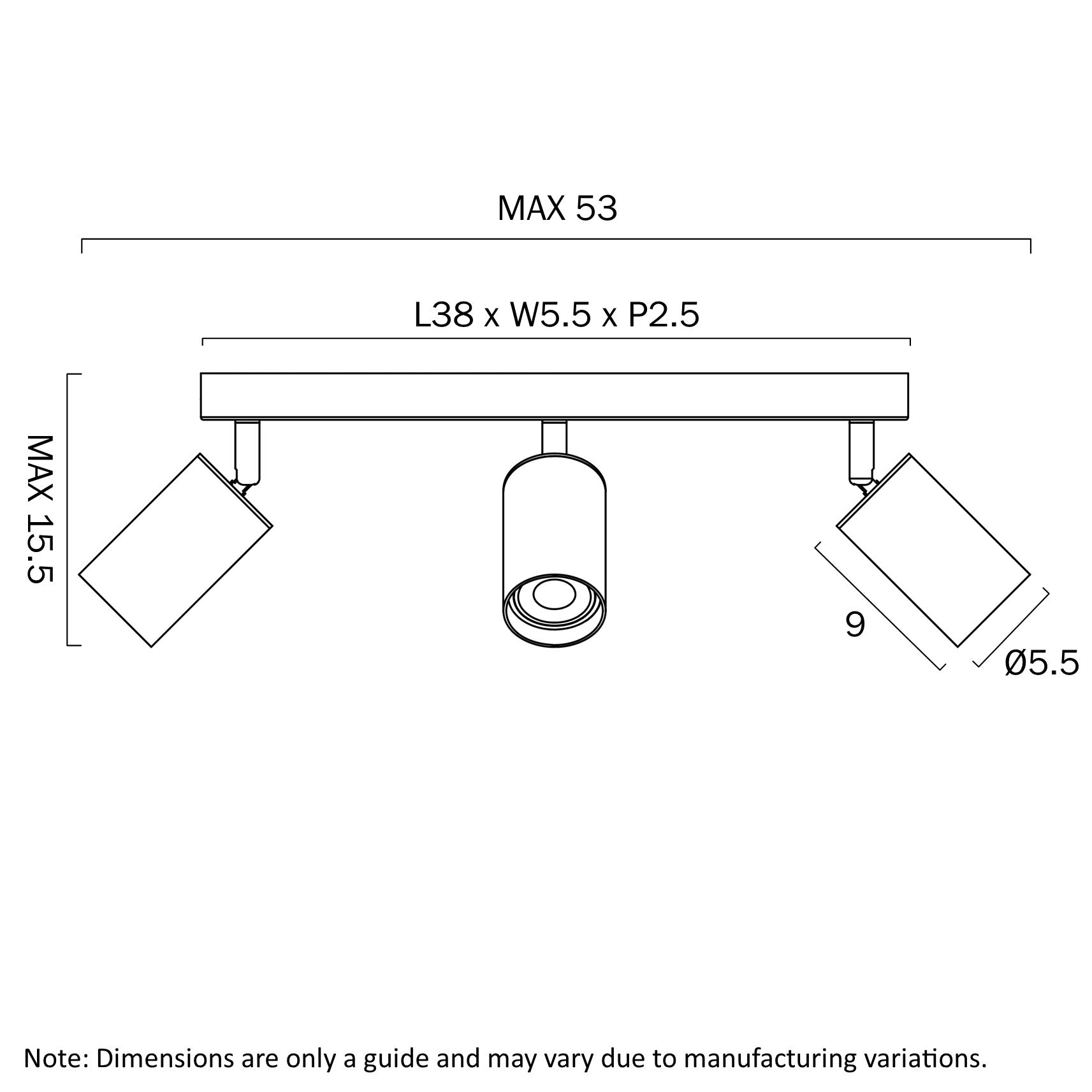 Picard Black or White GU10 3 Light Spotlight