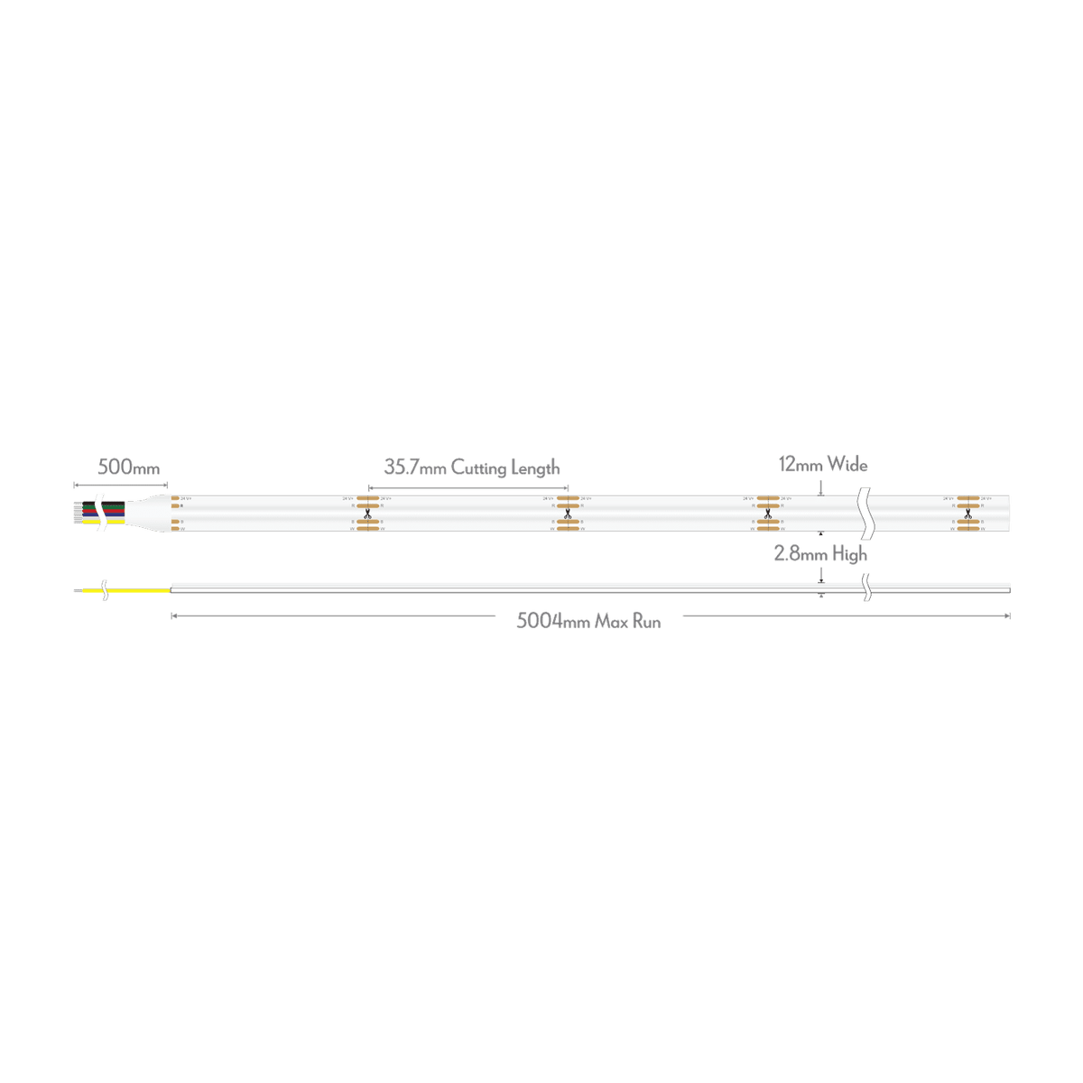 Plex-RGB+Tune/White 21W P/M COB Strip 24V IP54 840LED/M 50M Pack