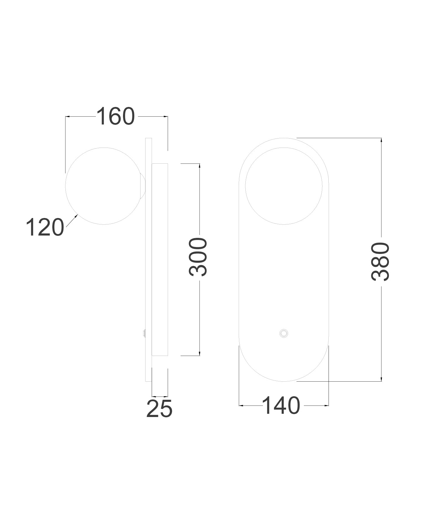 POI: Interior Oblong Travertine Base with Beige Finish & Round Opal Diffuser Wall Light