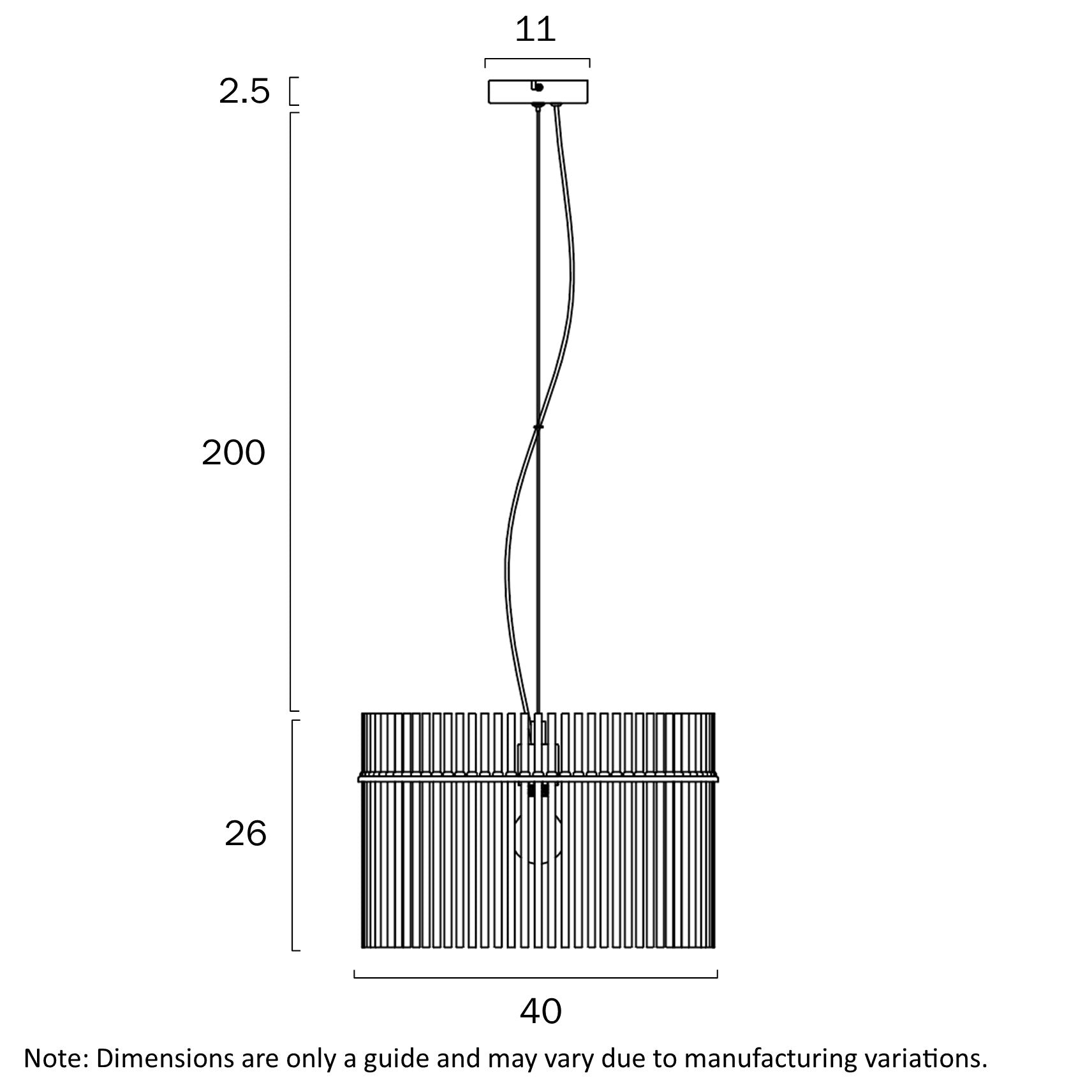 Quilo Black & Smoke Glass 40cm Pendant