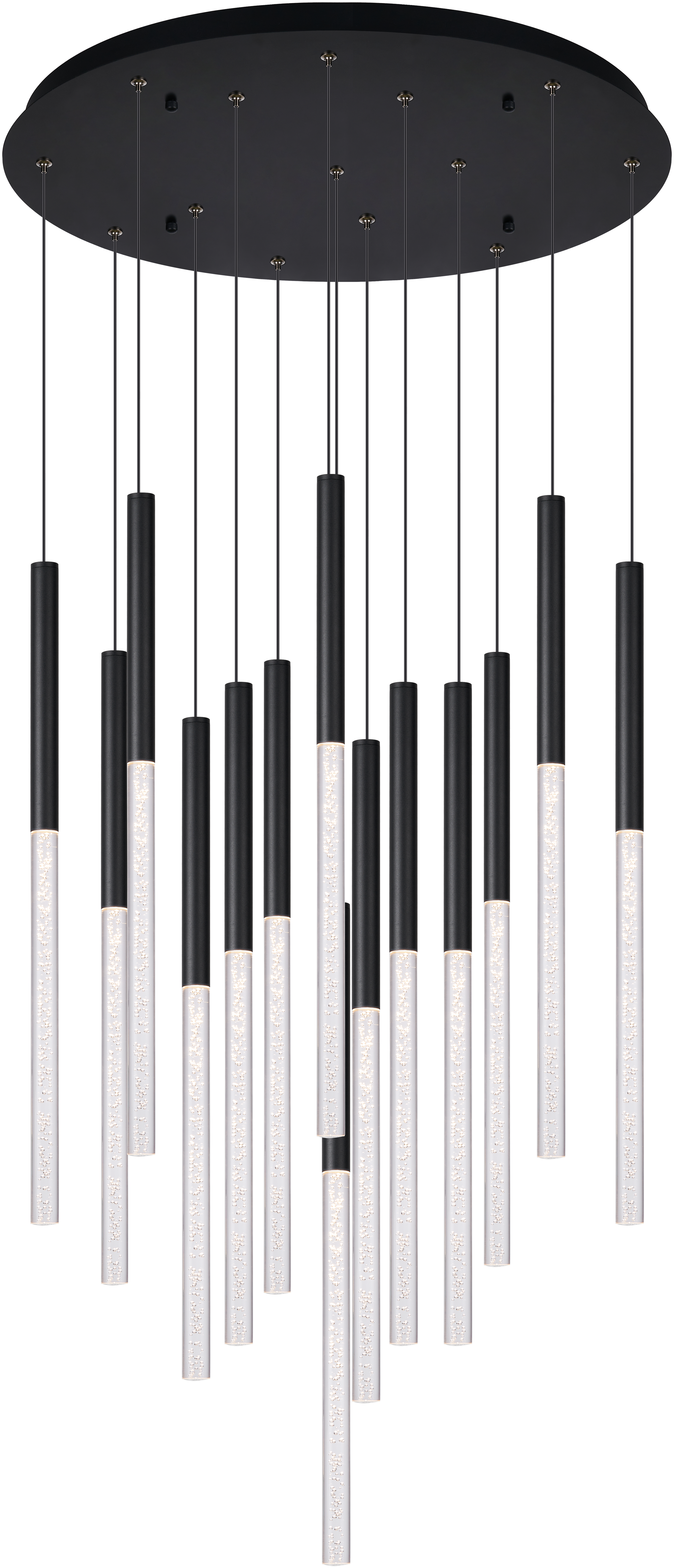 Rhea Black 100W 14 Light CCT Pencil Drop LED Pendant