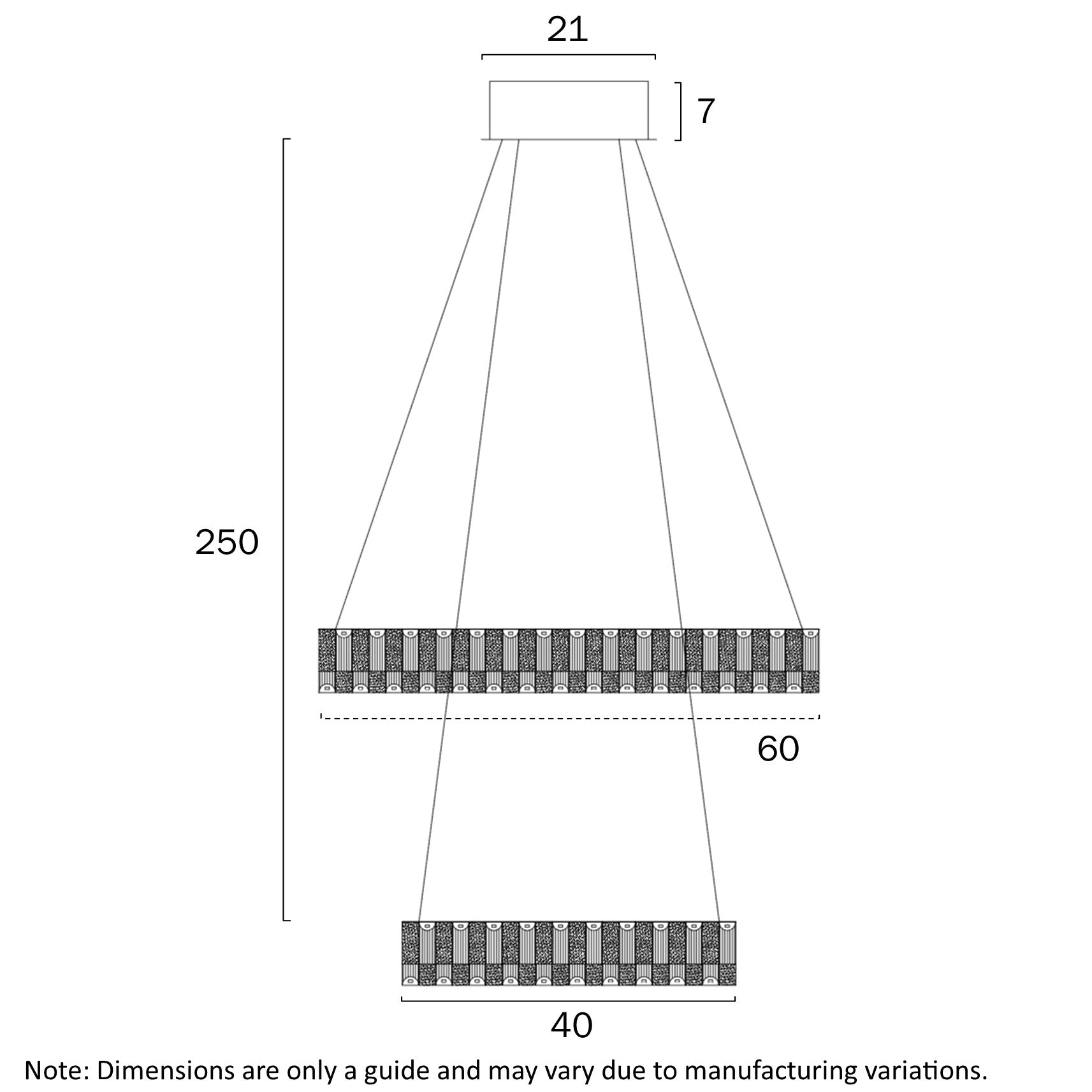 Rias Gold or Chrome 70W CCT 2 Tier Pendant with Remote