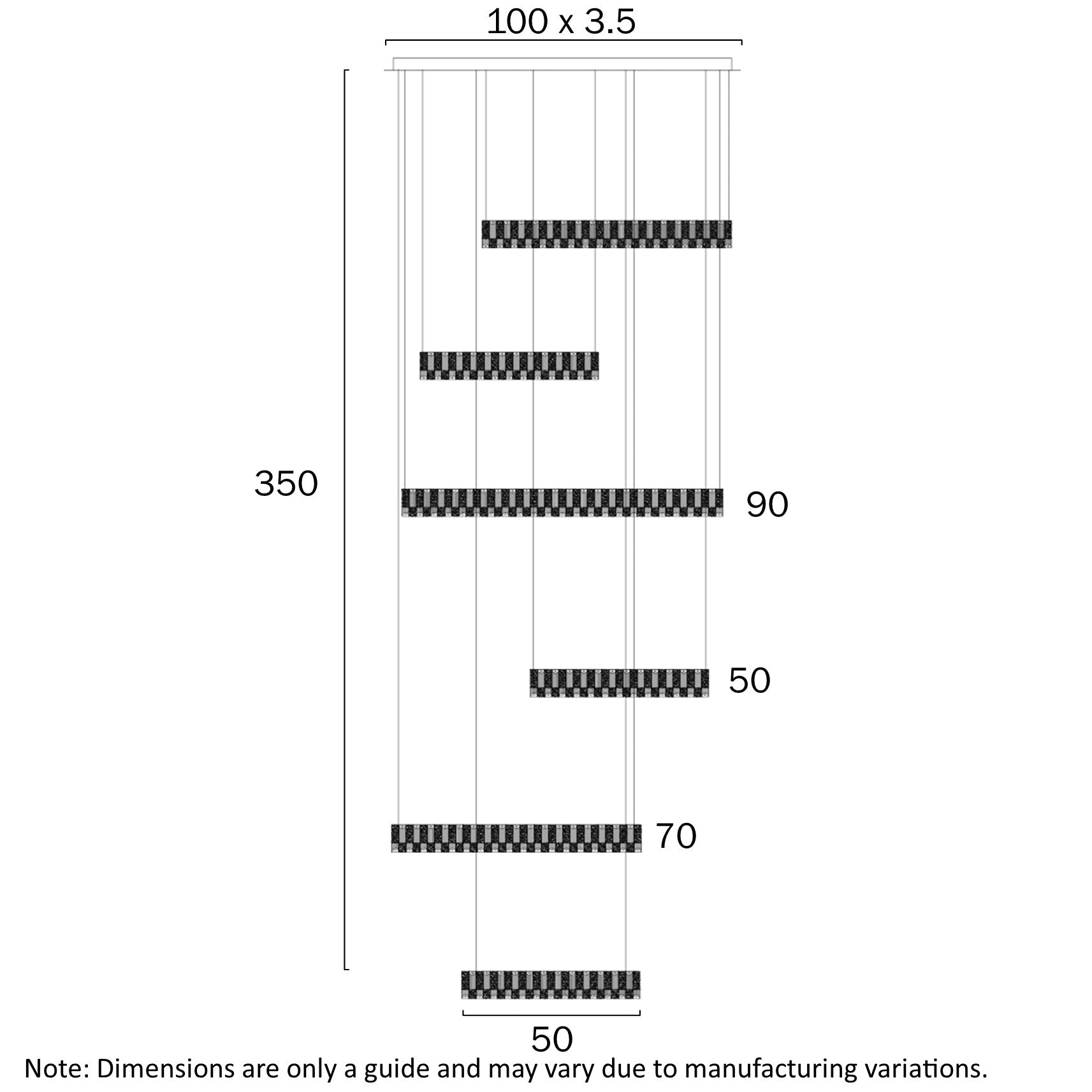 Rias Gold or Chrome 300W CCT 6 Tier Pendant with Remote