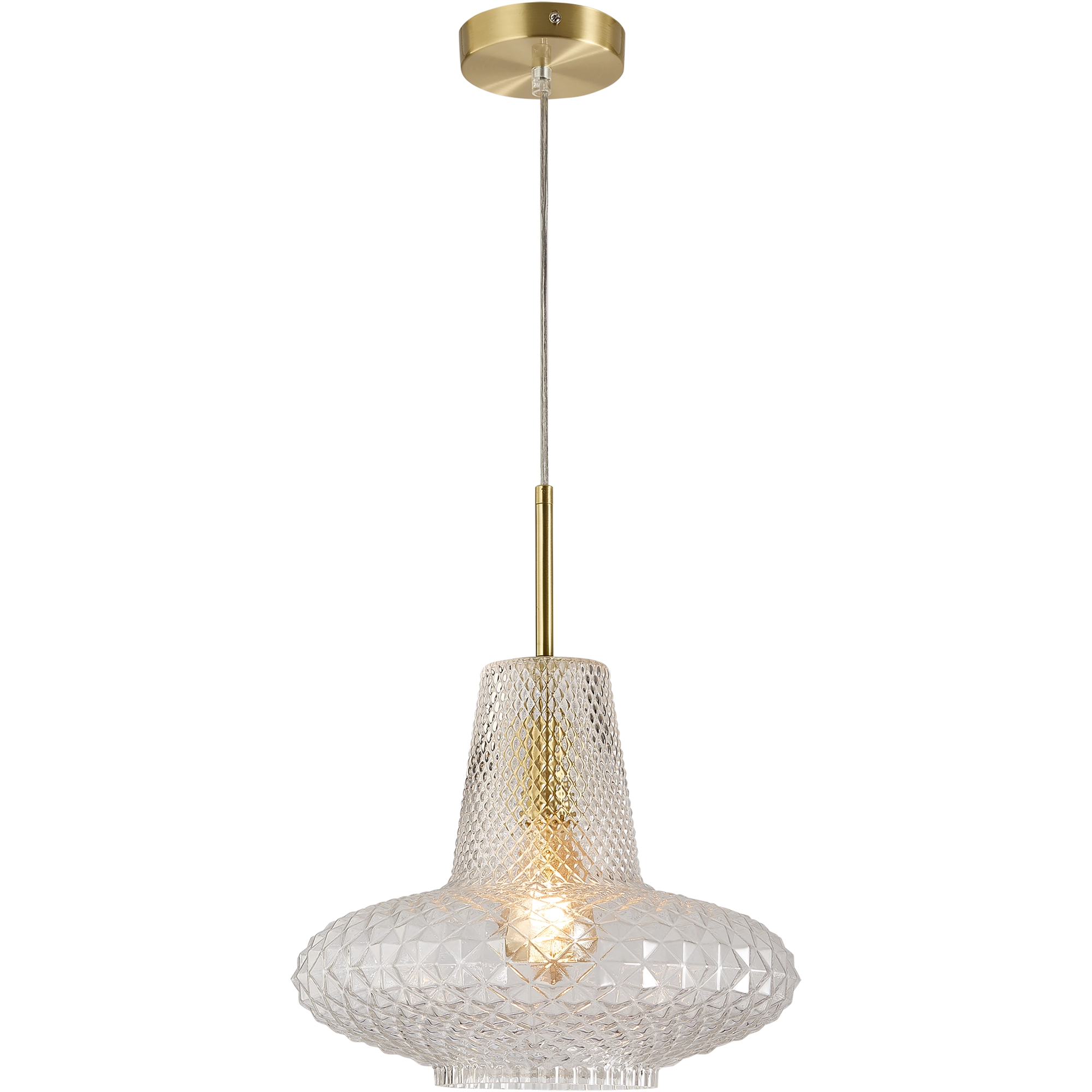 Sculpt Gold & Clear Vintage Diamond Cut Glass E27 Pendant