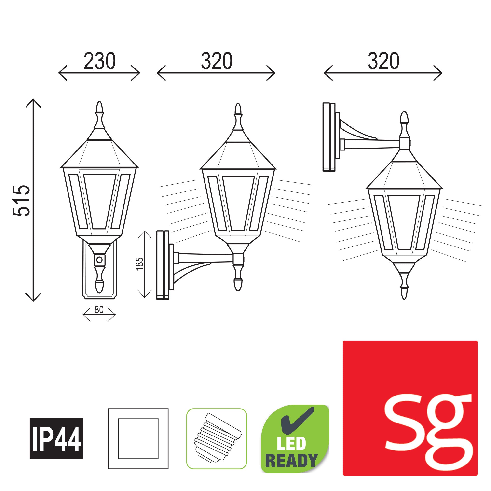 Ibiza Black Double Insulated IP44 Premium Outdoor Coach Light
