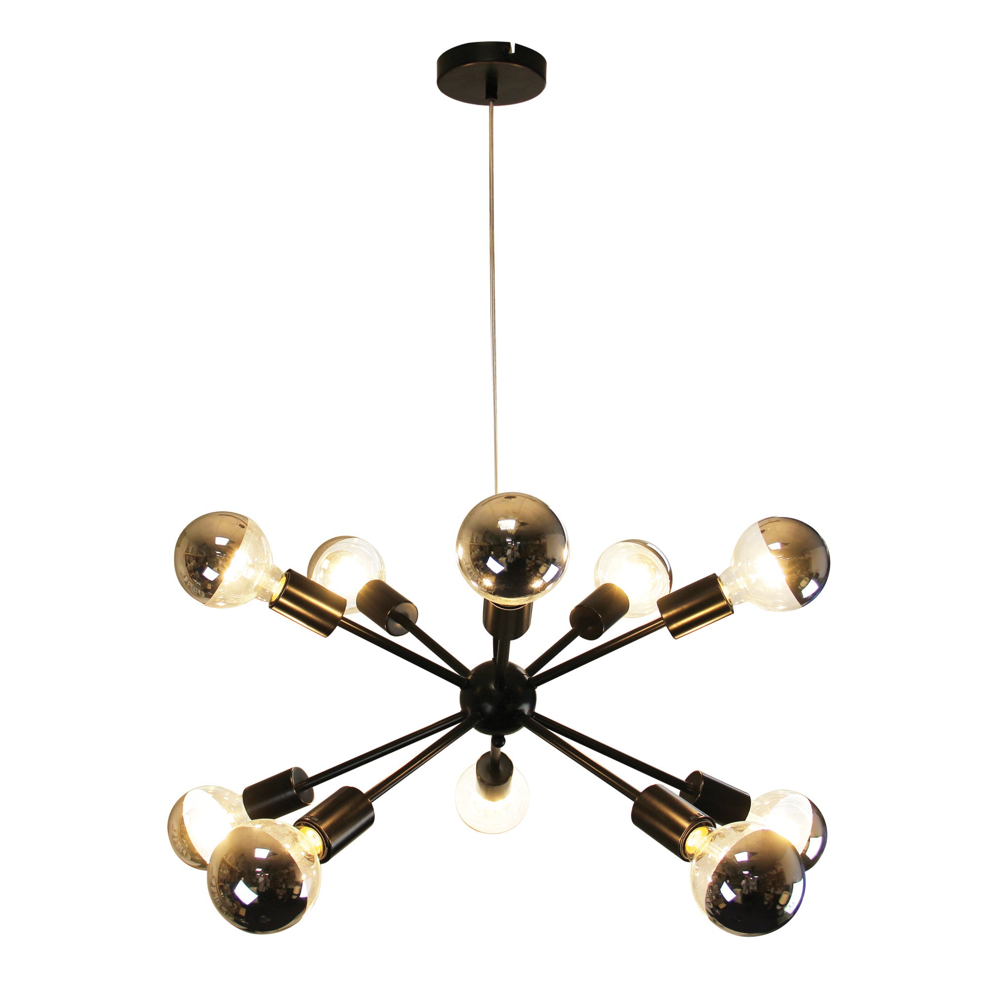 Sputnik.10 Black 10 Light Groovy Satellite Pendant