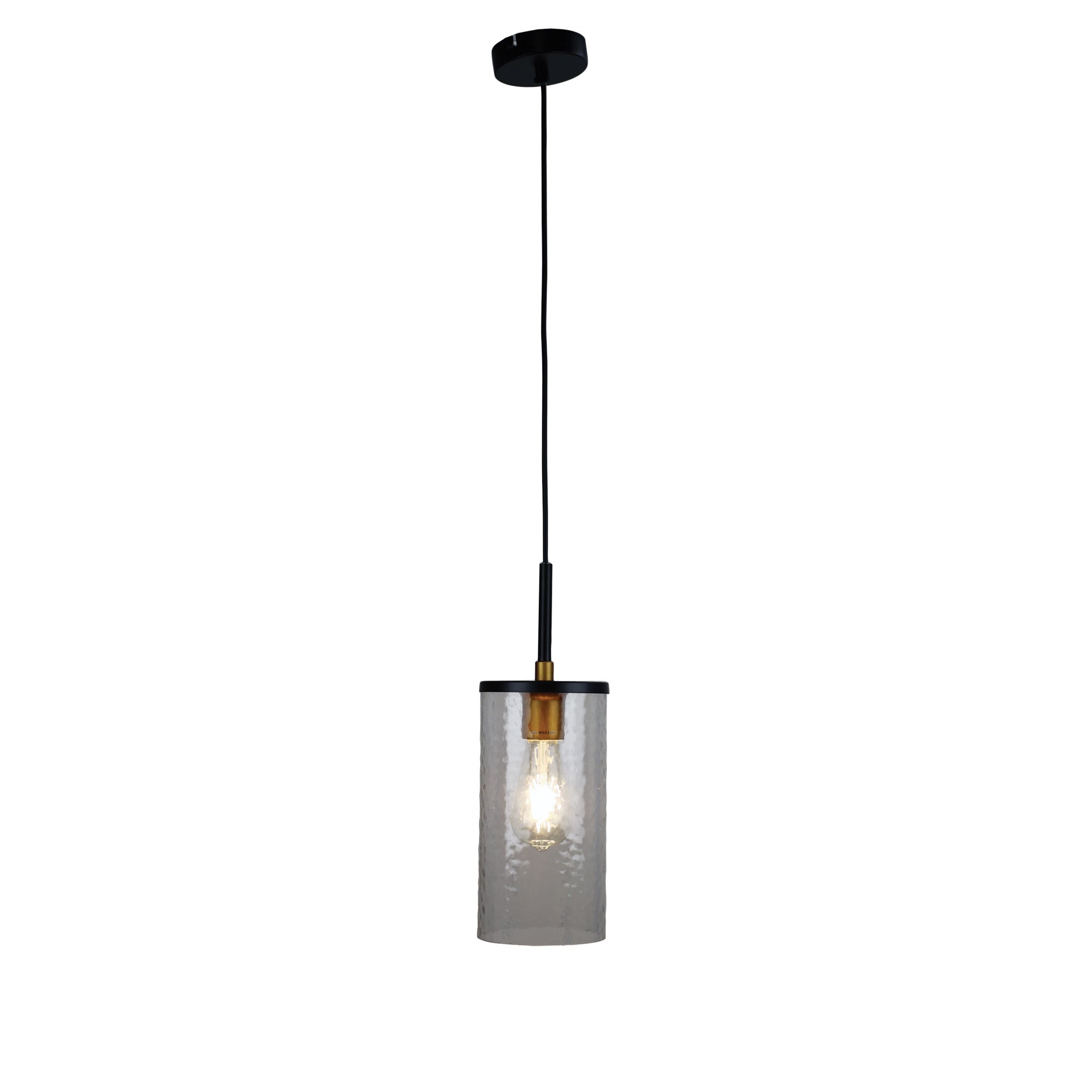Raymont Black, Aged Brass & Glass 1 LIght Pendant
