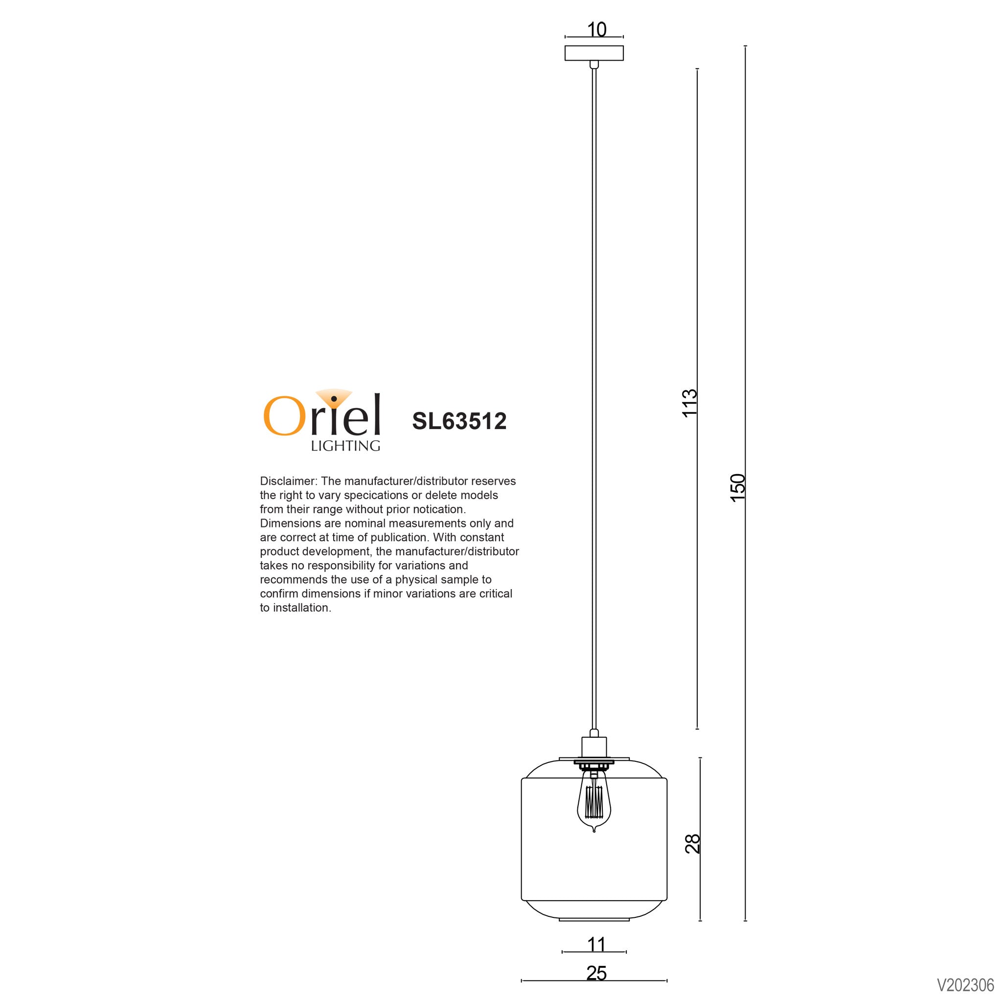 Marconi.25 Black & Ribbed Clear Glass 1 Light Pendant