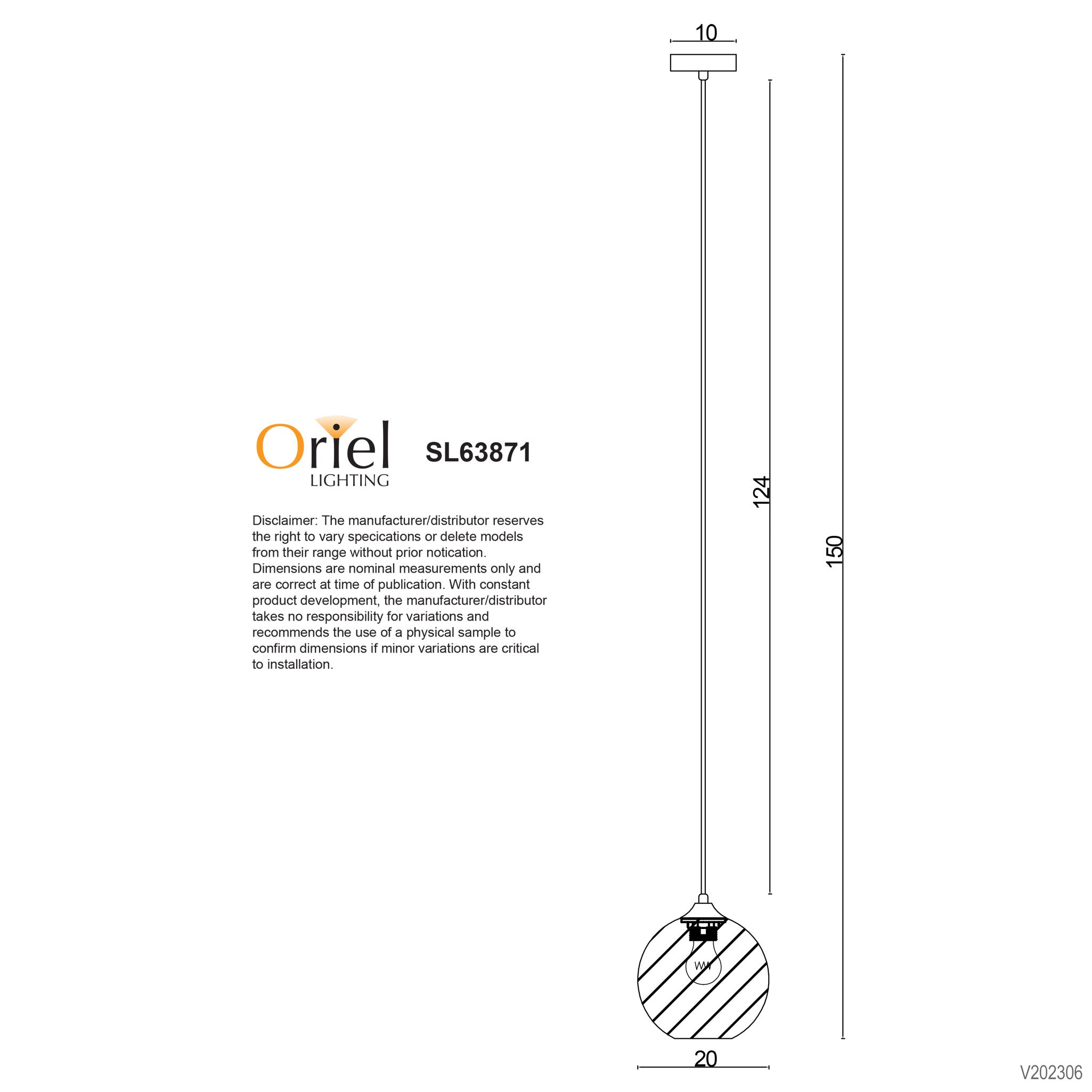 Twist.20 Brushed Brass & Clear Glass E27 Pendant