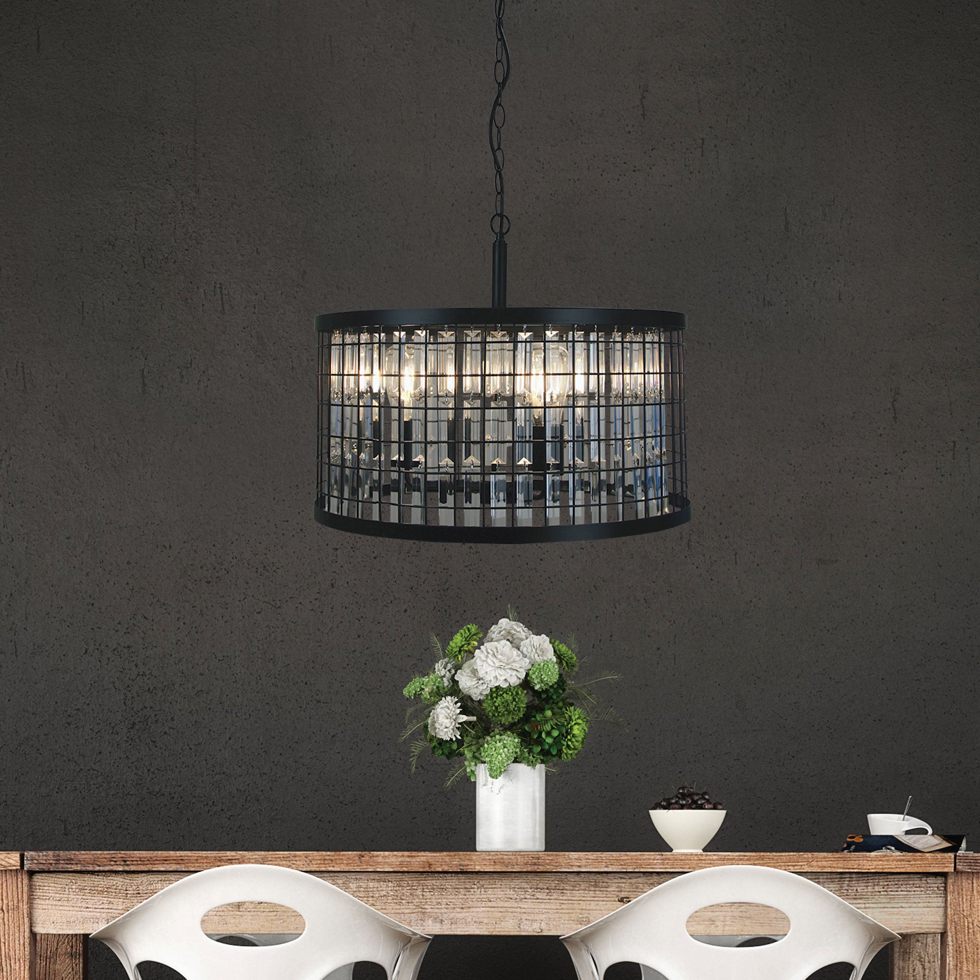 Delaware.52 Black & Crystal 3 Light Modern Chandelier