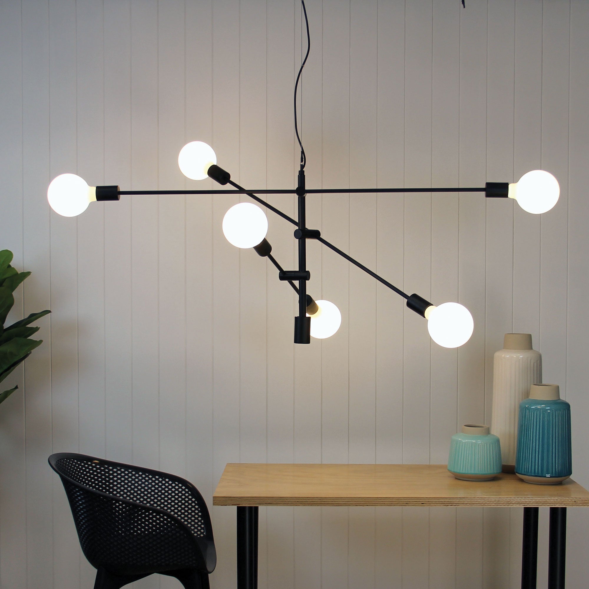 Chelsea.120 Black 6 Light E27 Large Contemporary Pendant