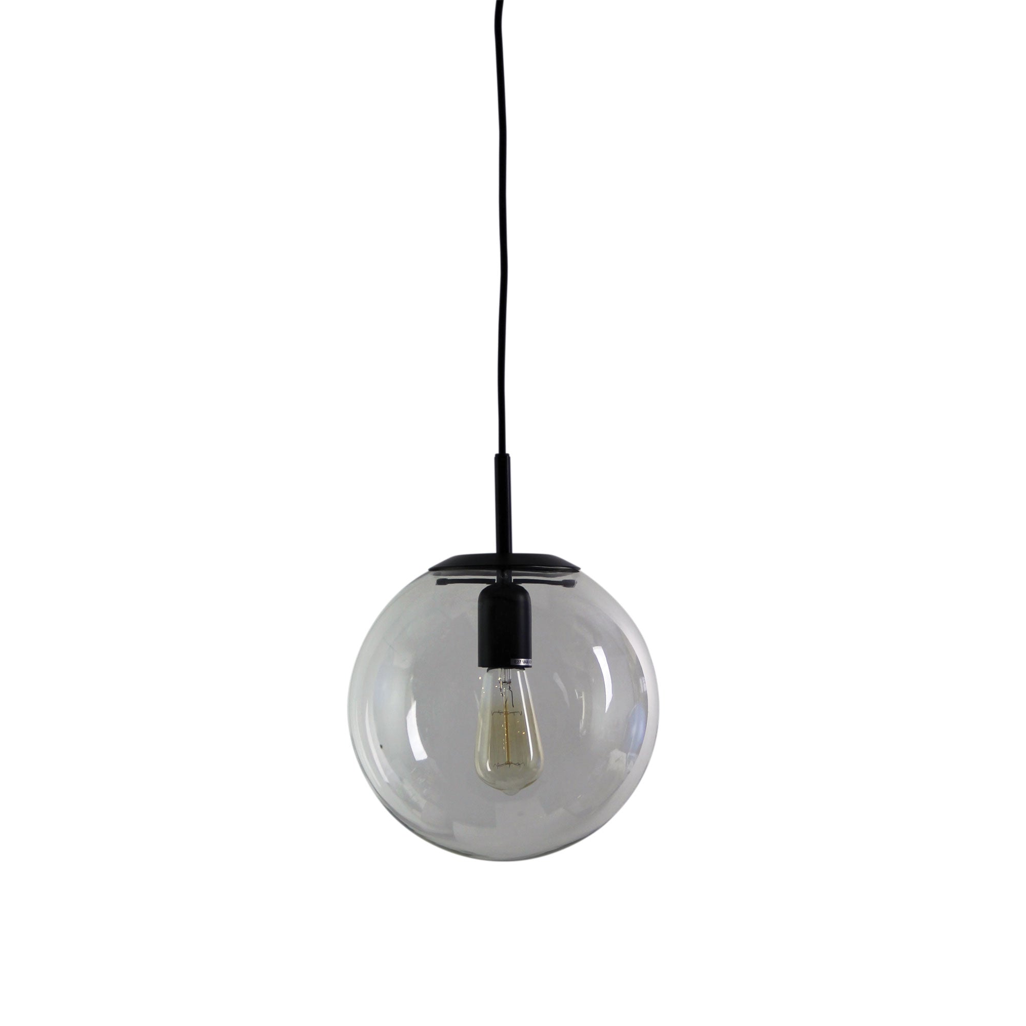 Newton 25 Matt Black And Clear Glass Pendant