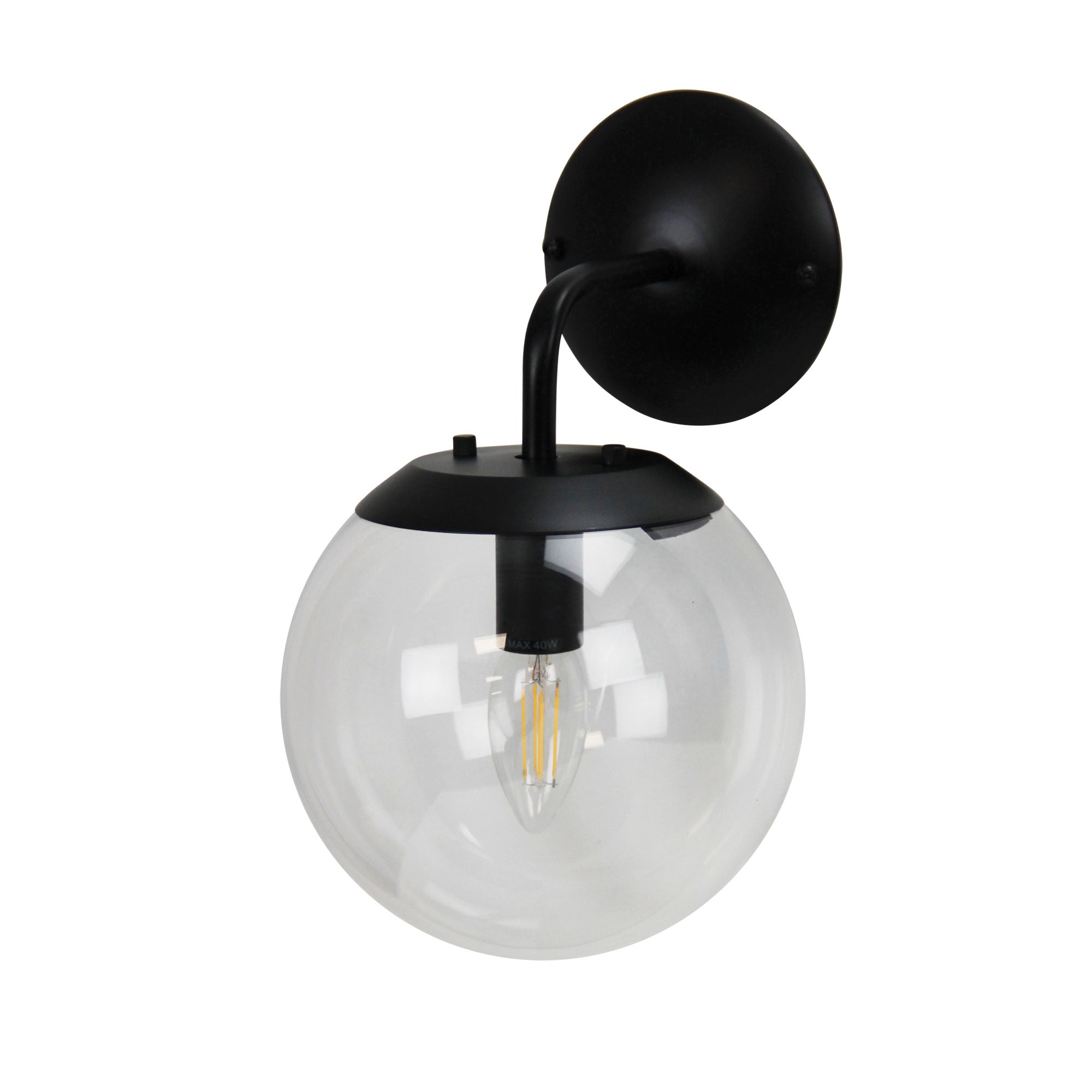 Newton Wall Light Black And Clear Glass Wall Light