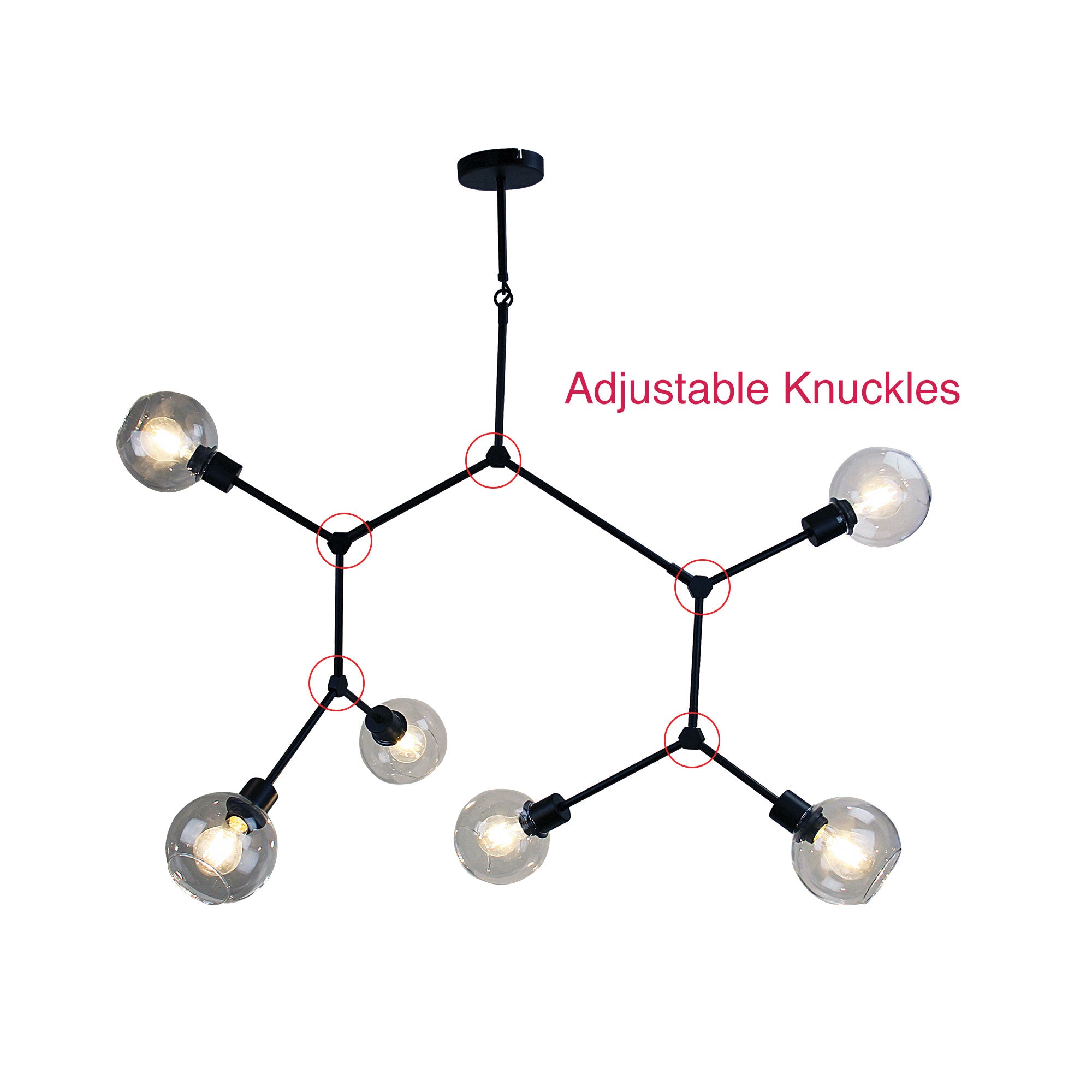 Padua Black & Clear Glass 6 Light E27 Contemporary Pendant