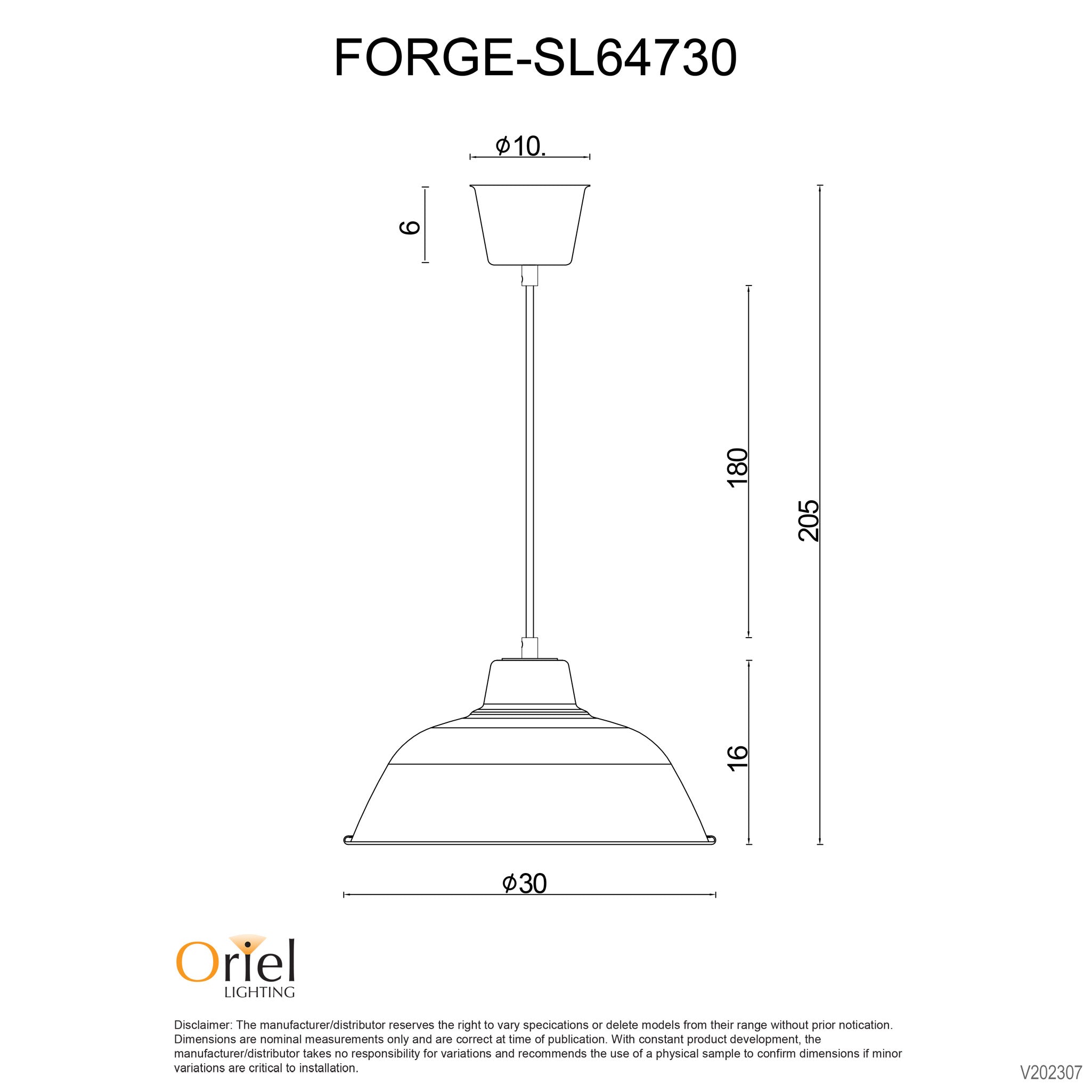 Forge.300 Black 1 Light E27 Retro Industrial Pendant
