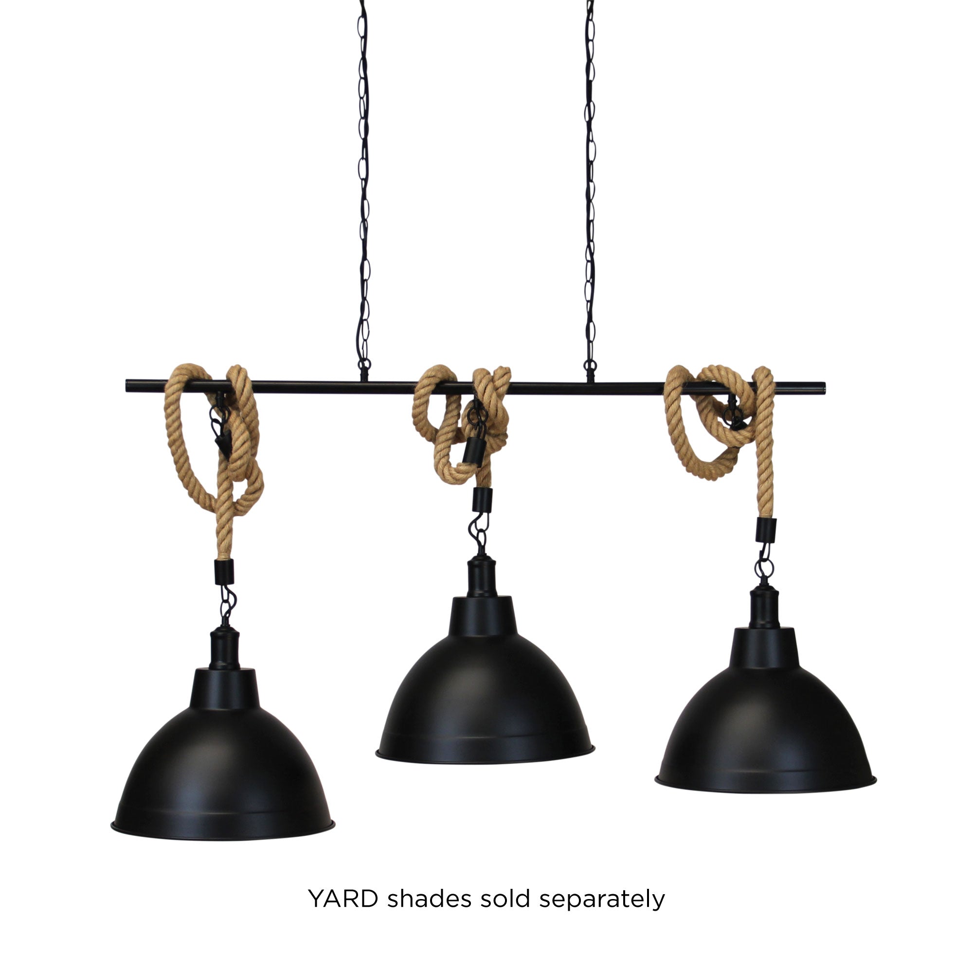 Rope.3 Matt Black And Coir 3 Light E27 Pendant