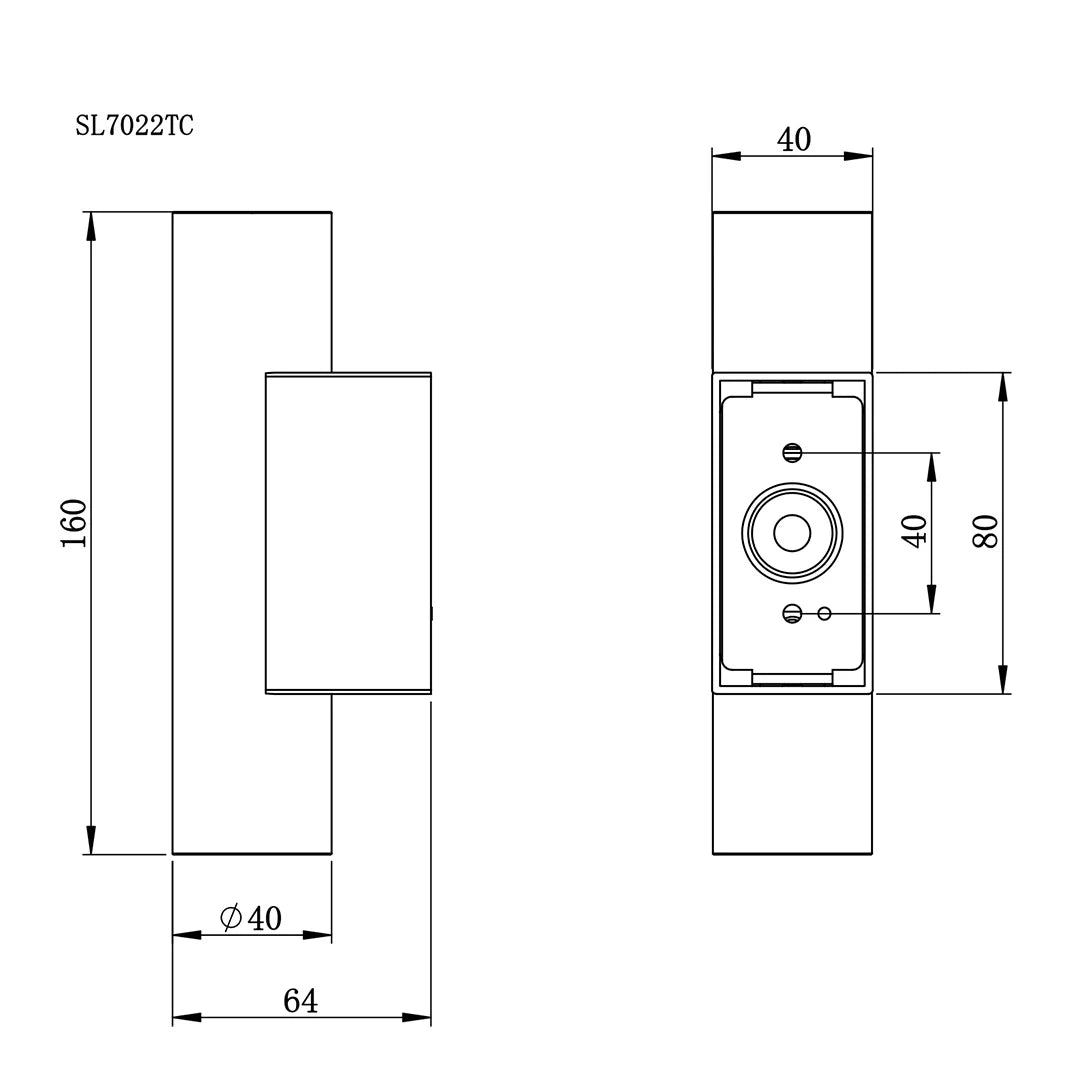 New Bronte Aluminium Stainless 2X3W 3CCT IP65 Up/Down Wall Light
