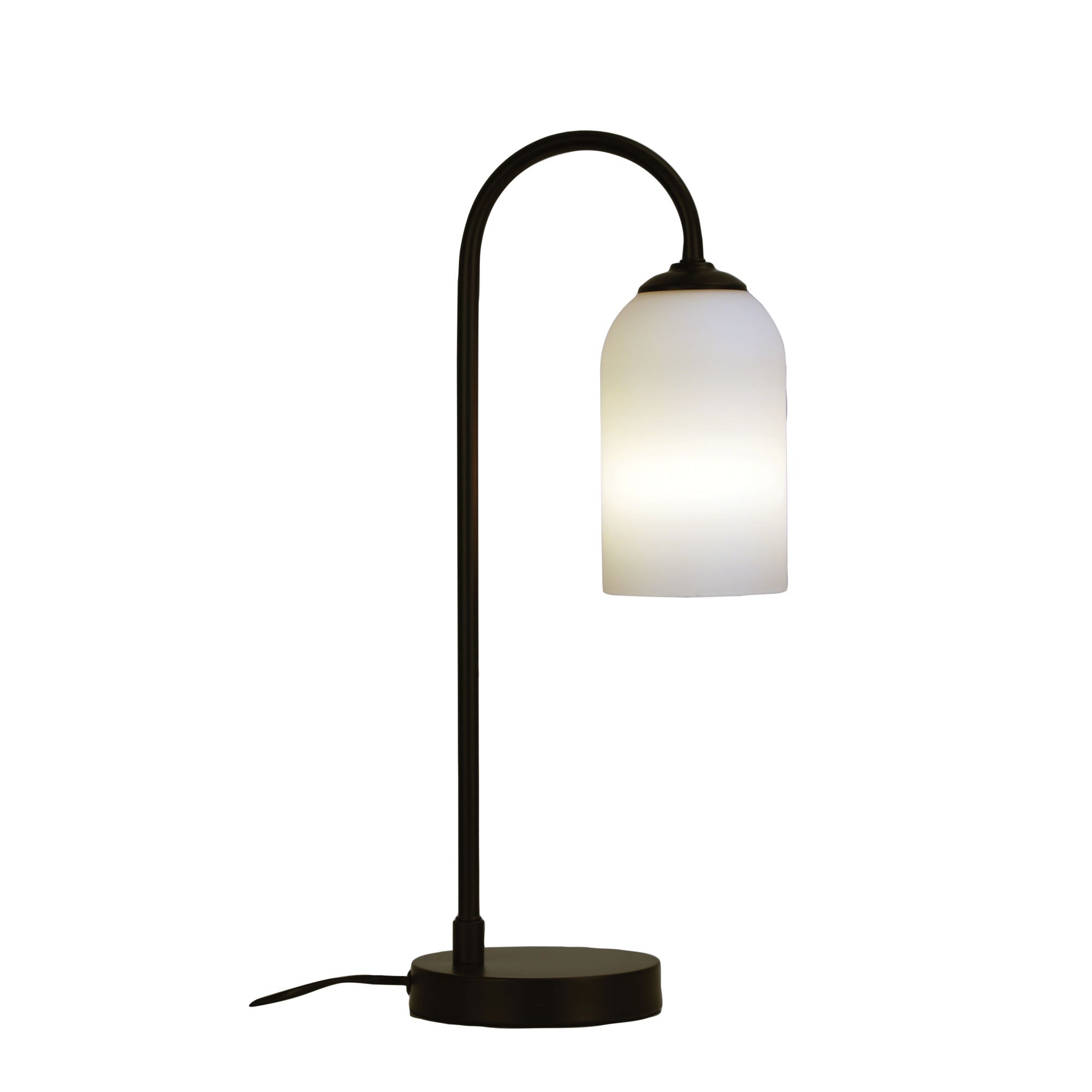 Arlington Black with Opal Glass E27 Table Lamp