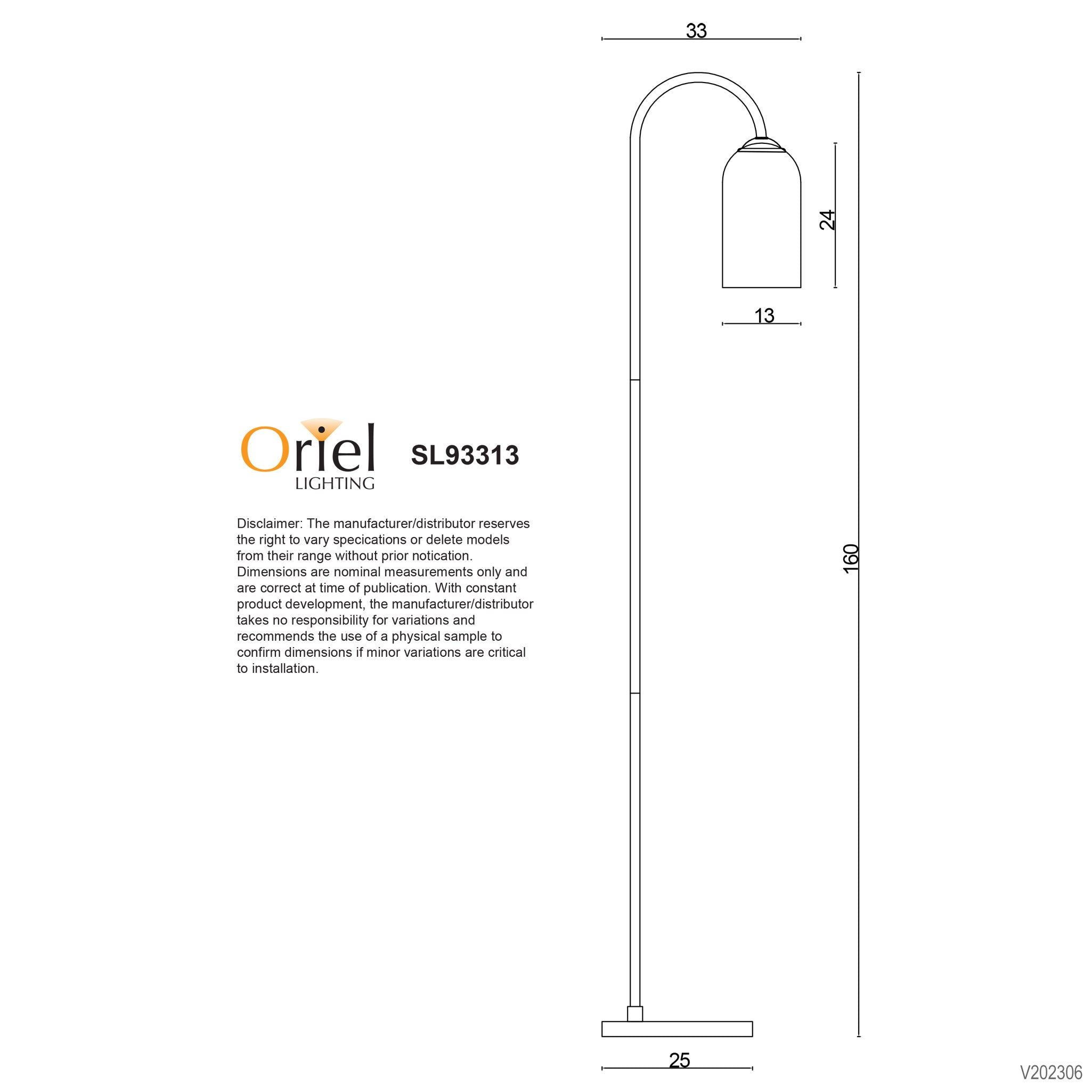 Arlington Black with Opal Glass E27 Floor Lamp